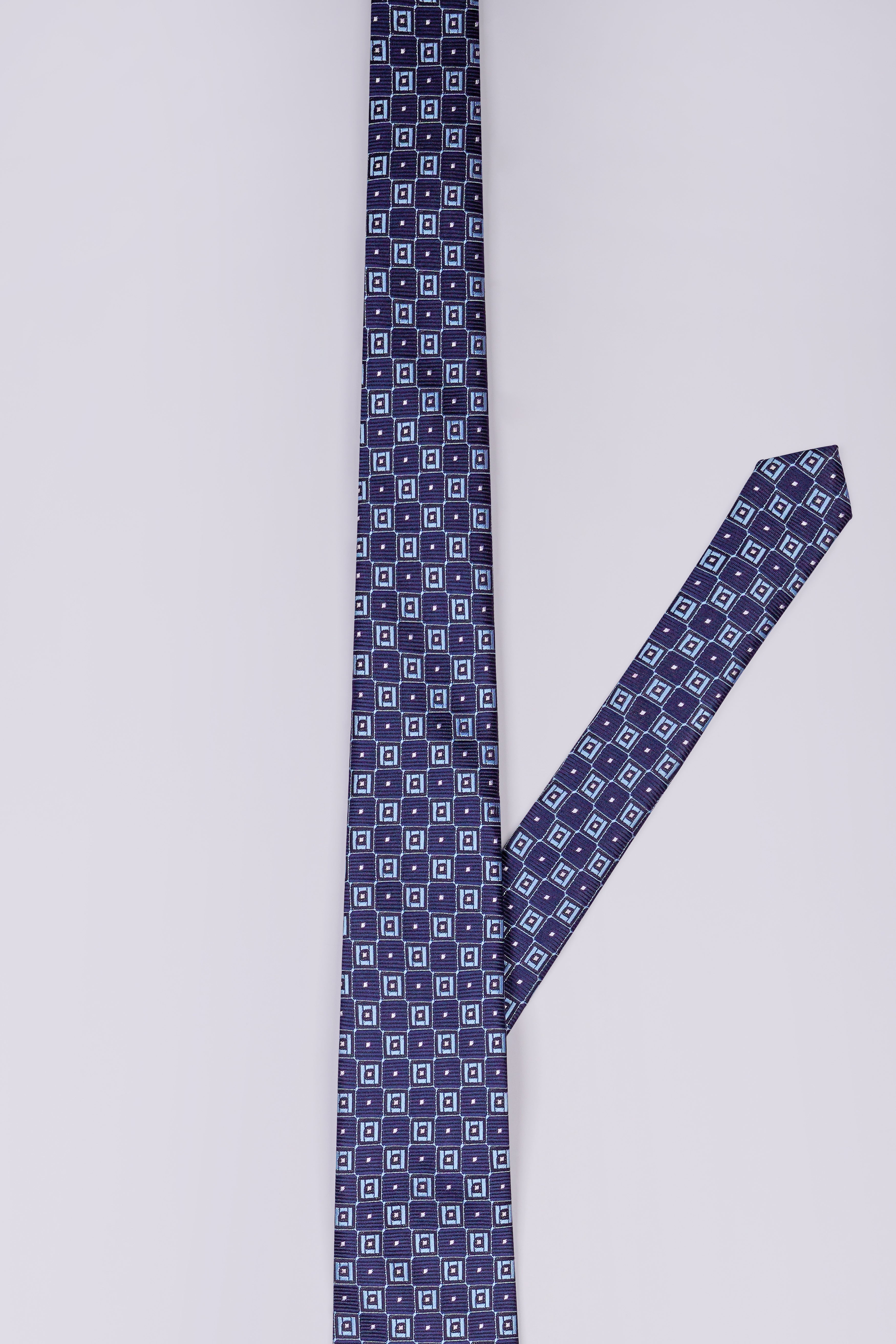 Chambray Blue and Casper Light Blue Jacquard Tie with Pocket Square TP049