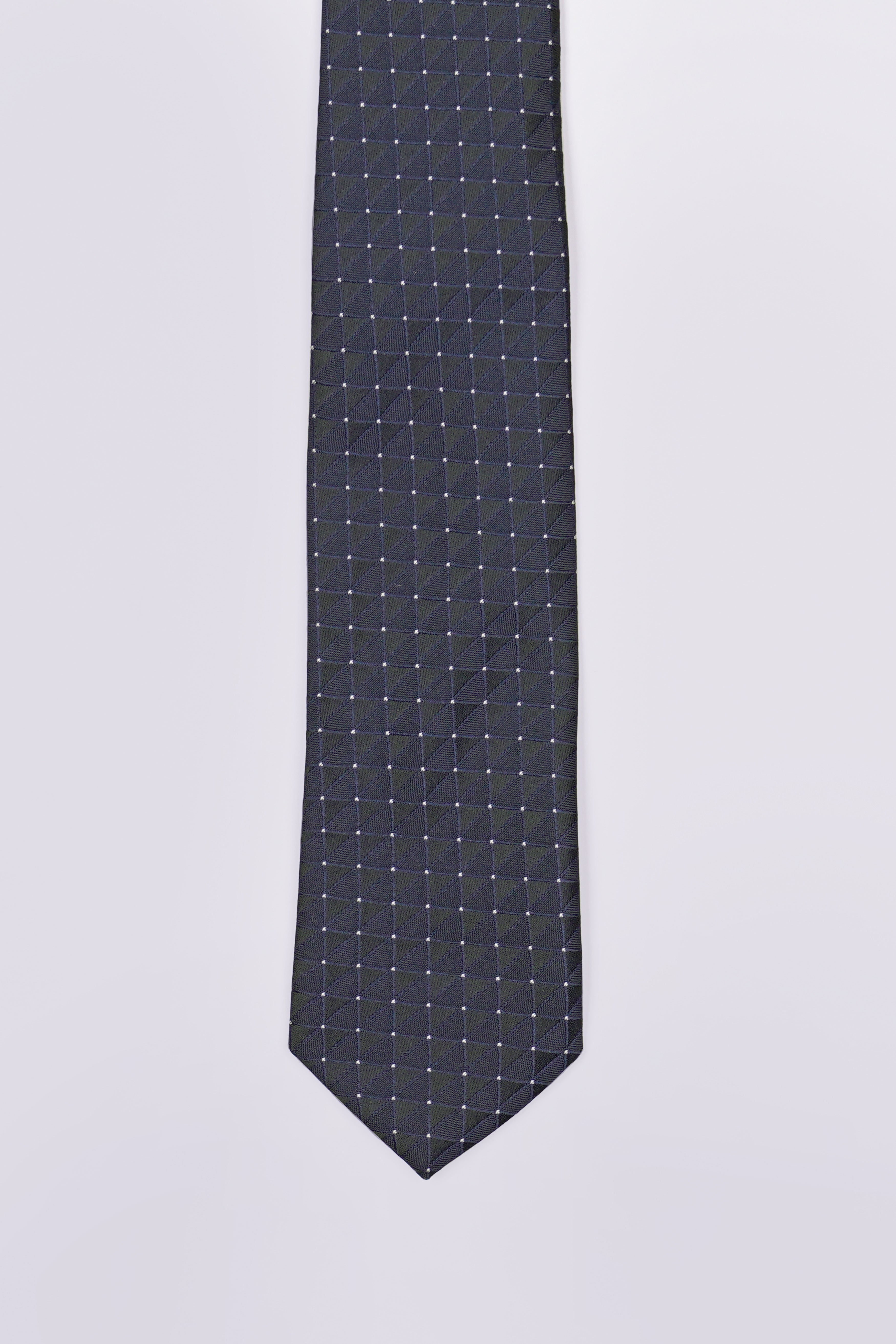 Mulled Wine Blue Checkered Jacquard Tie with Pocket Square TP070