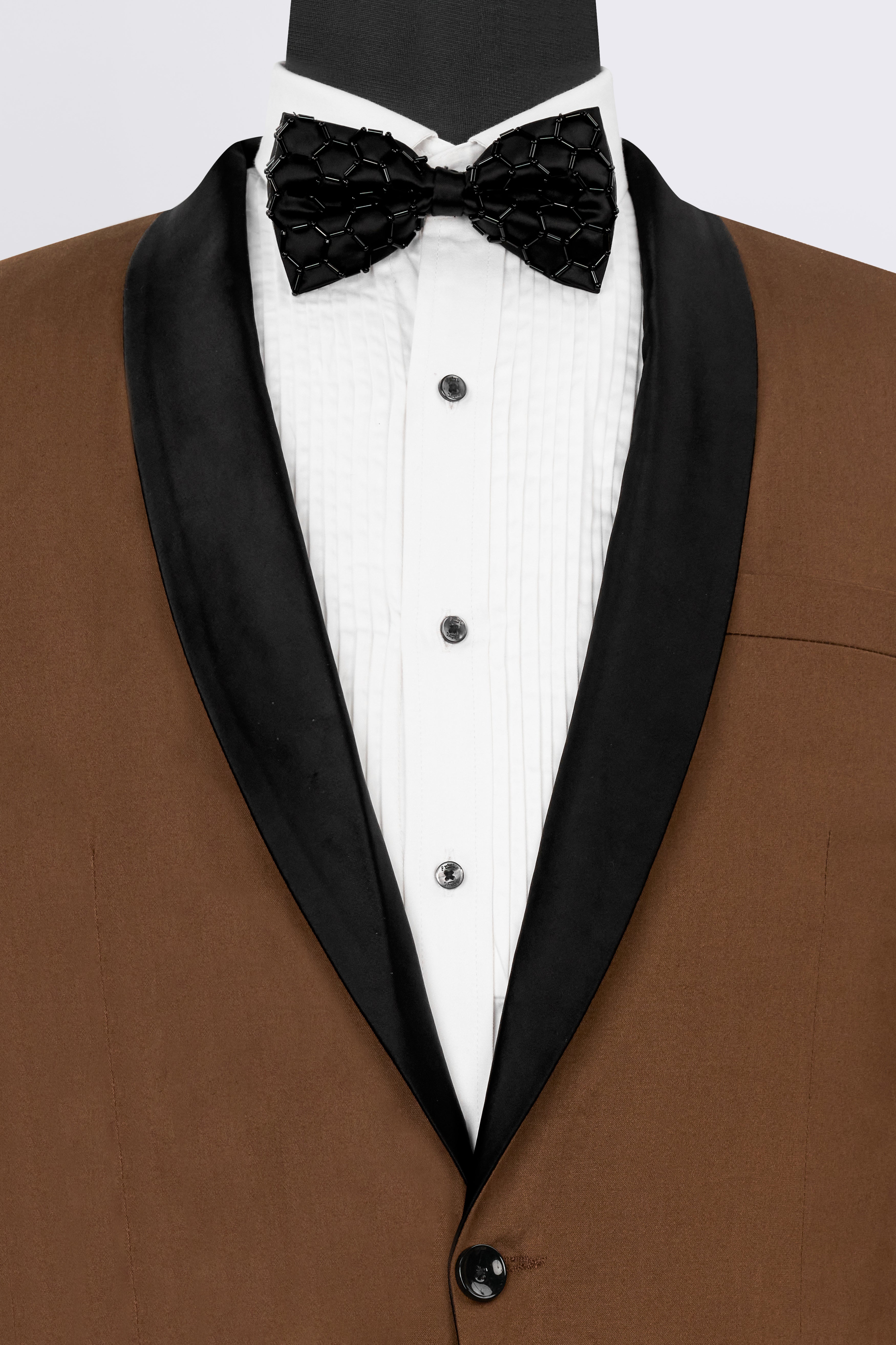 Jade Black Artisanal Aari Embroidered Bow-tie with Pocket Square TP071