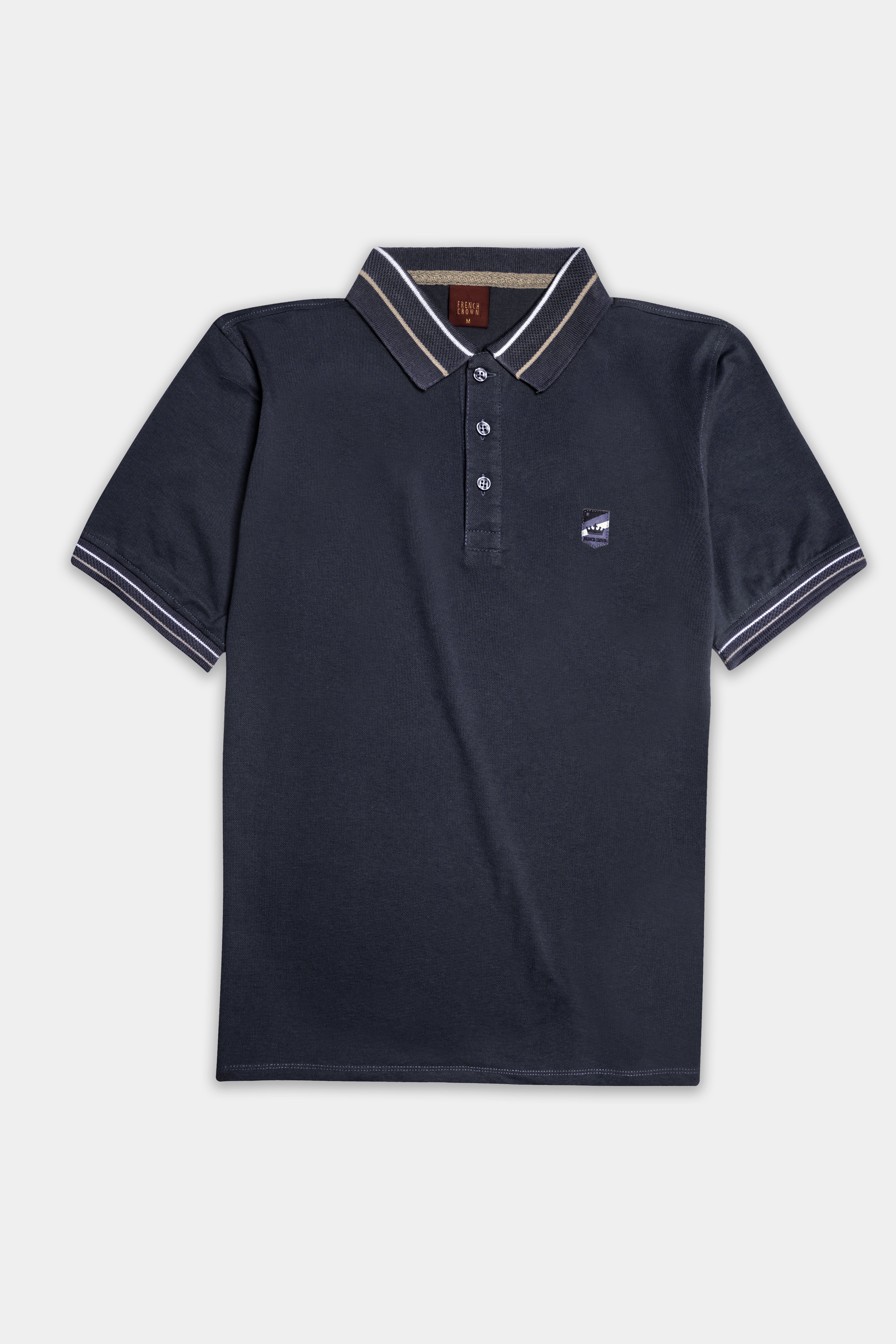 Charade Gray Solid Premium Cotton Pique Polo