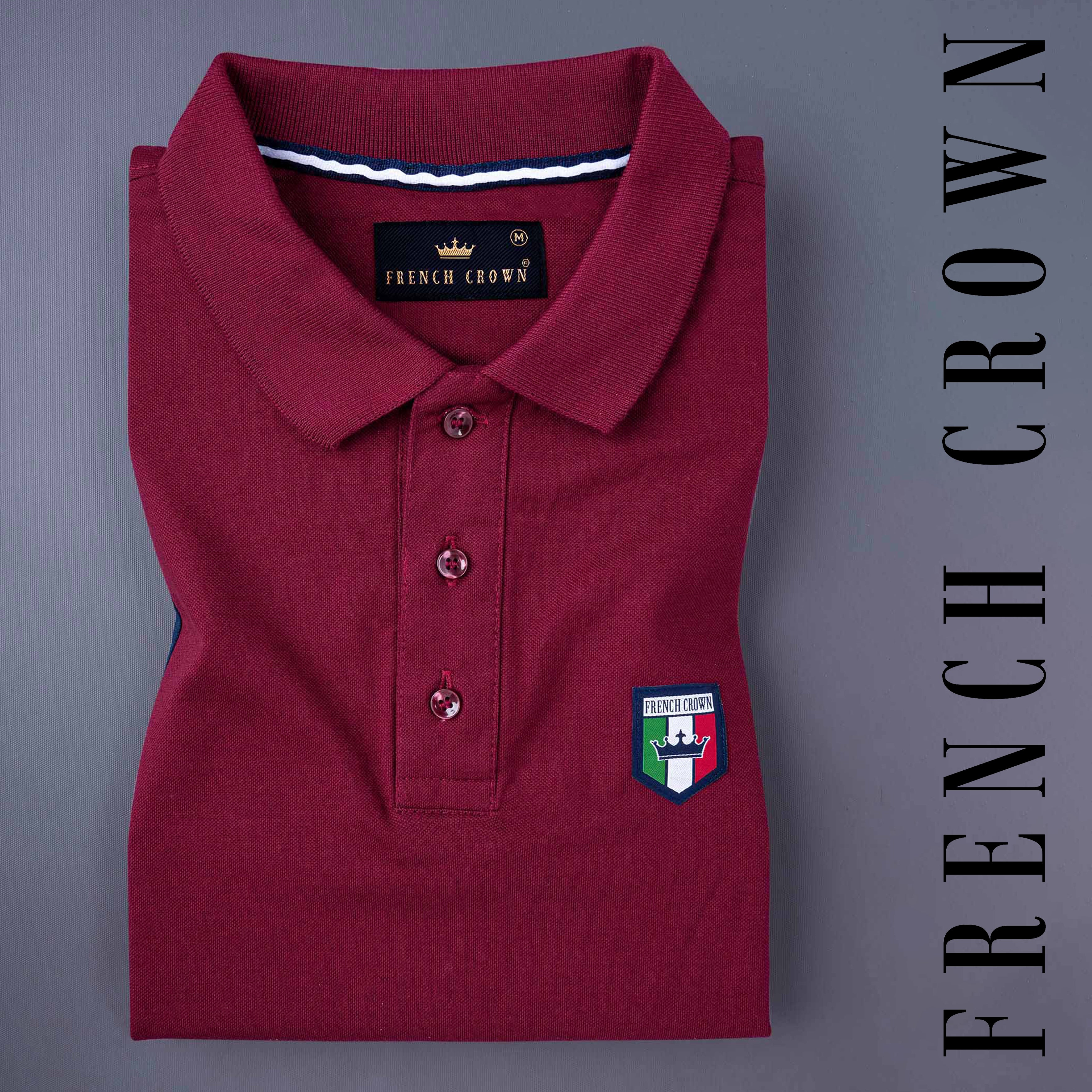 Mulberry Red and Haiti Blue Super Soft Mercerised Pique Polo T Shirt