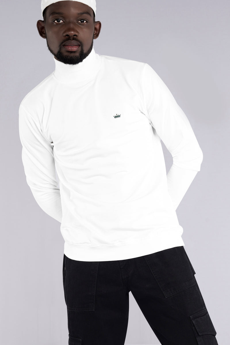 BRIGHT WHITE SUPER SOFT PREMIUM COTTON TURTLENECK PULLOVER