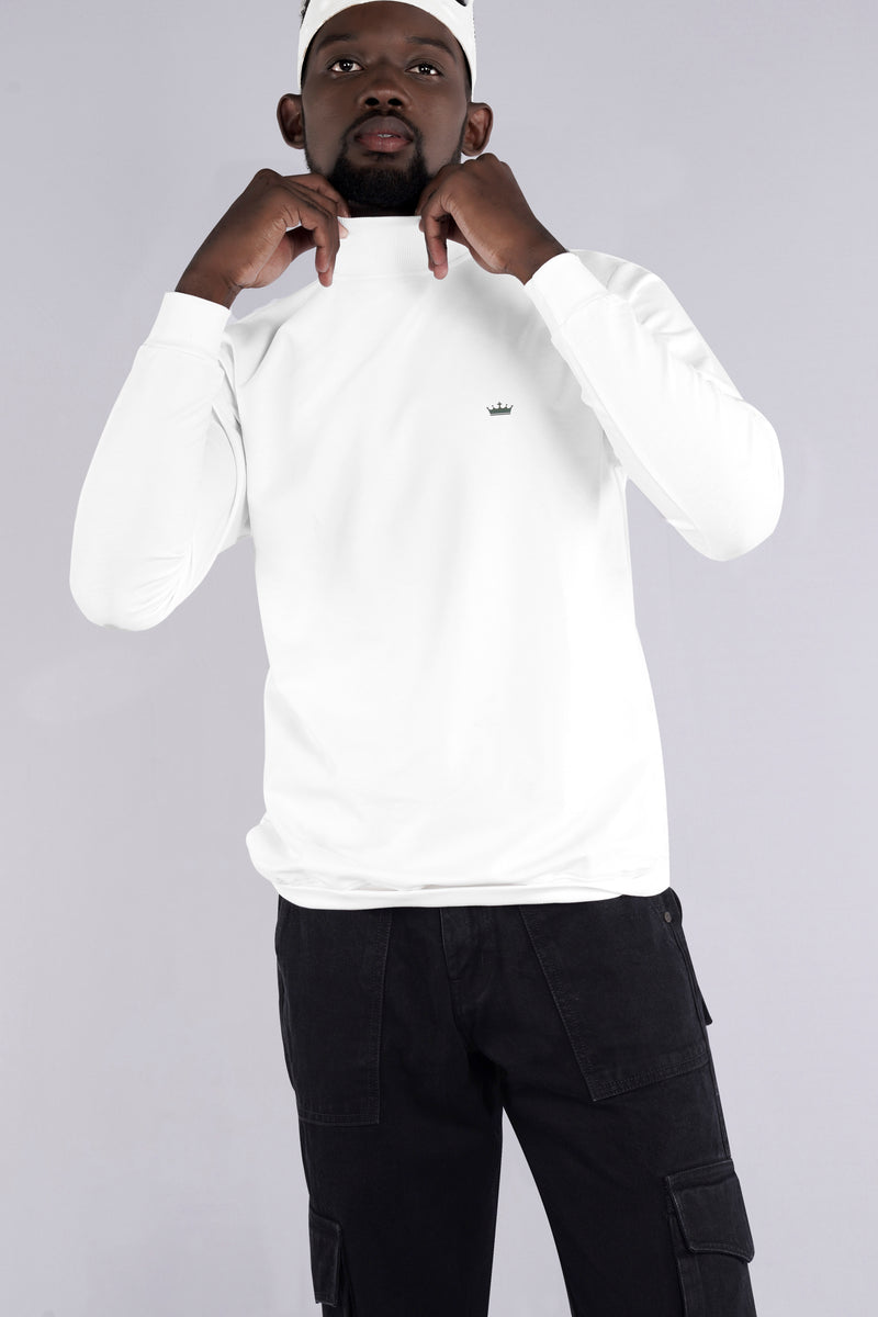 BRIGHT WHITE SUPER SOFT PREMIUM COTTON TURTLENECK PULLOVER