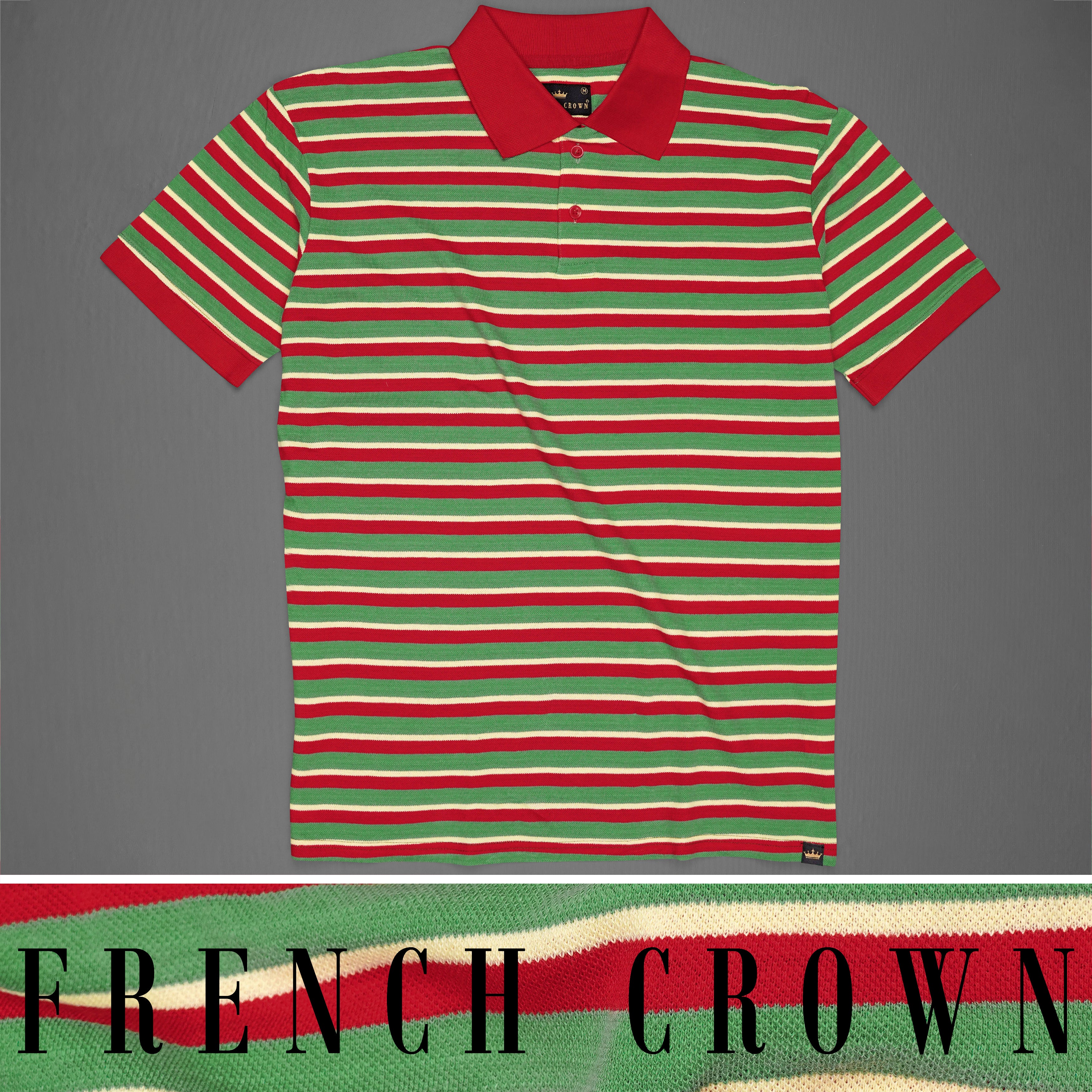 Moss Green with Mexican Red Half Sleeves Super Soft Premium Cotton