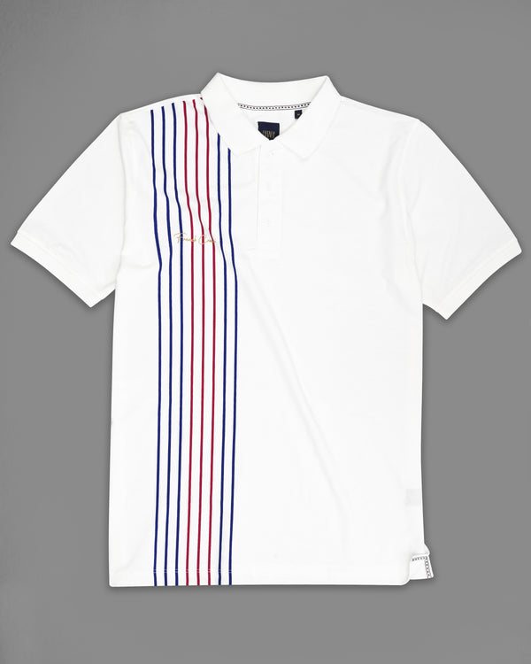 Bright White with Colored Strips Organic Cotton Pique Polo TS839-S, TS839-M, TS839-L, TS839-XL, TS839-XXL