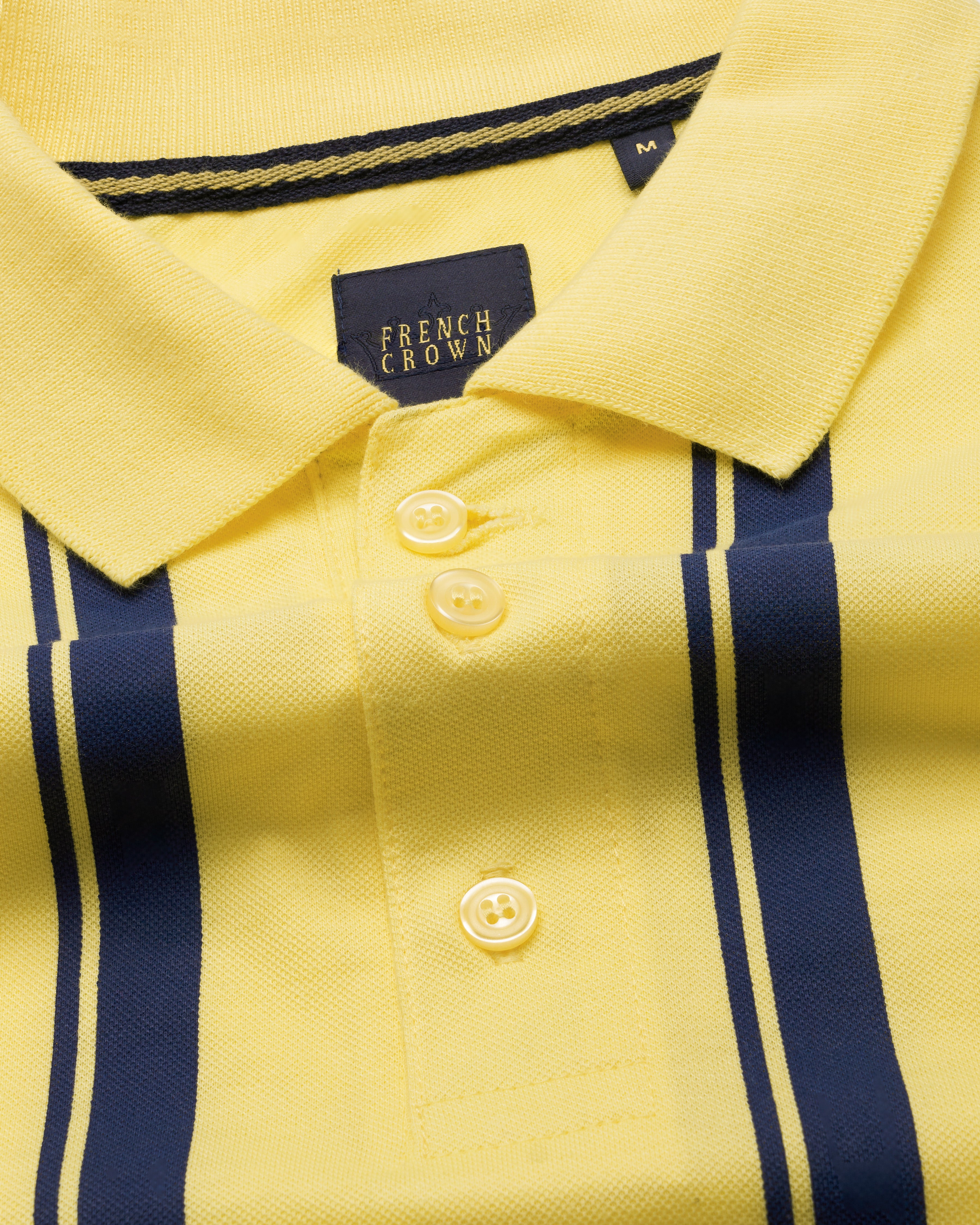 Goldenrod Yellow with Tuna Blue Striped Organic Cotton Pique Polo TS850-S, TS850-M, TS850-L, TS850-XL, TS850-XXL