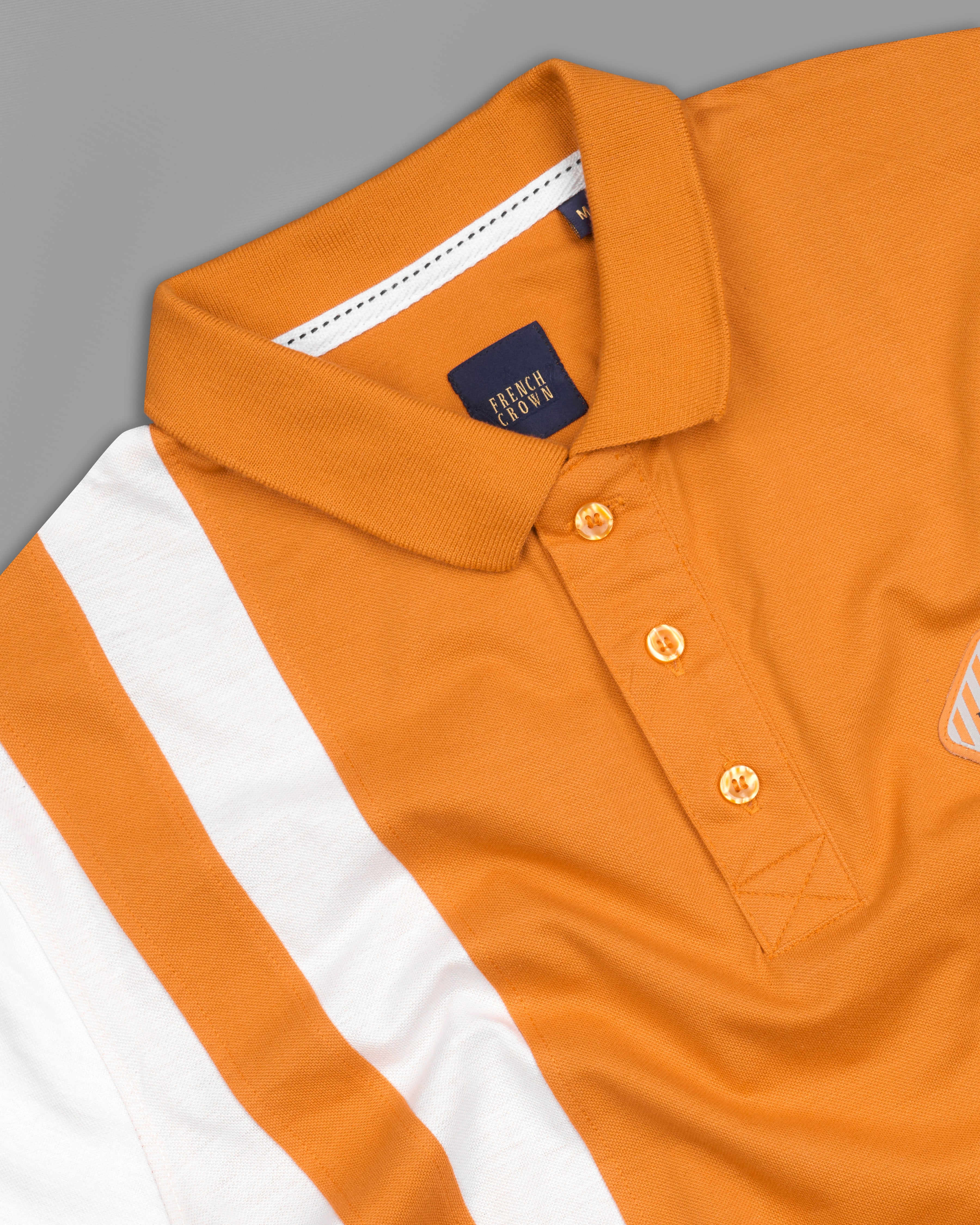 Fire Bush Orange and White Organic Cotton Pique Polo TS859-S, TS859-M, TS859-L, TS859-XL, TS859-XXL