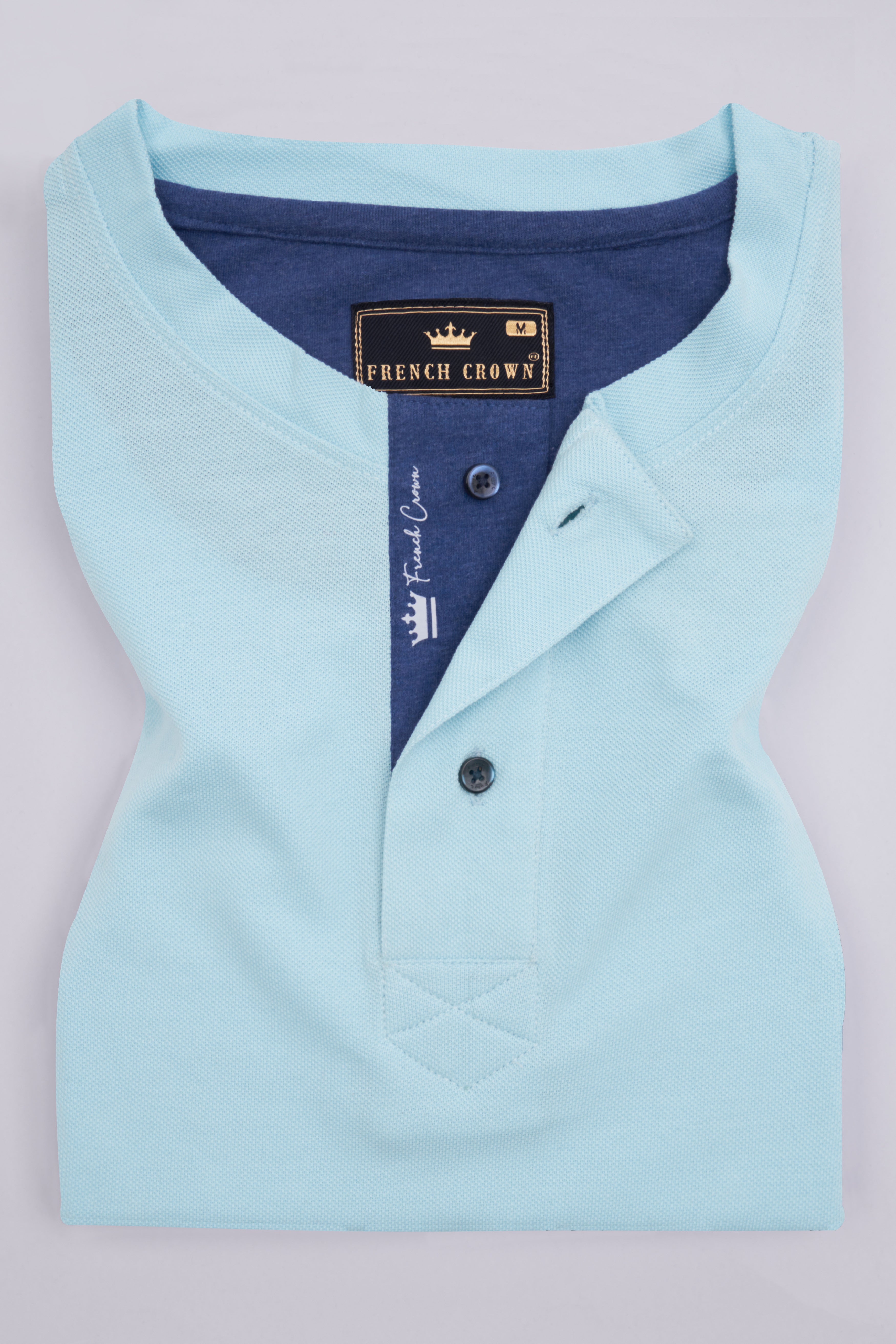 Spindle Blue Premium Cotton Round Neck Pique T-Shirt TS899-S, TS899-M, TS899-L, TS899-XL, TS899-XXL