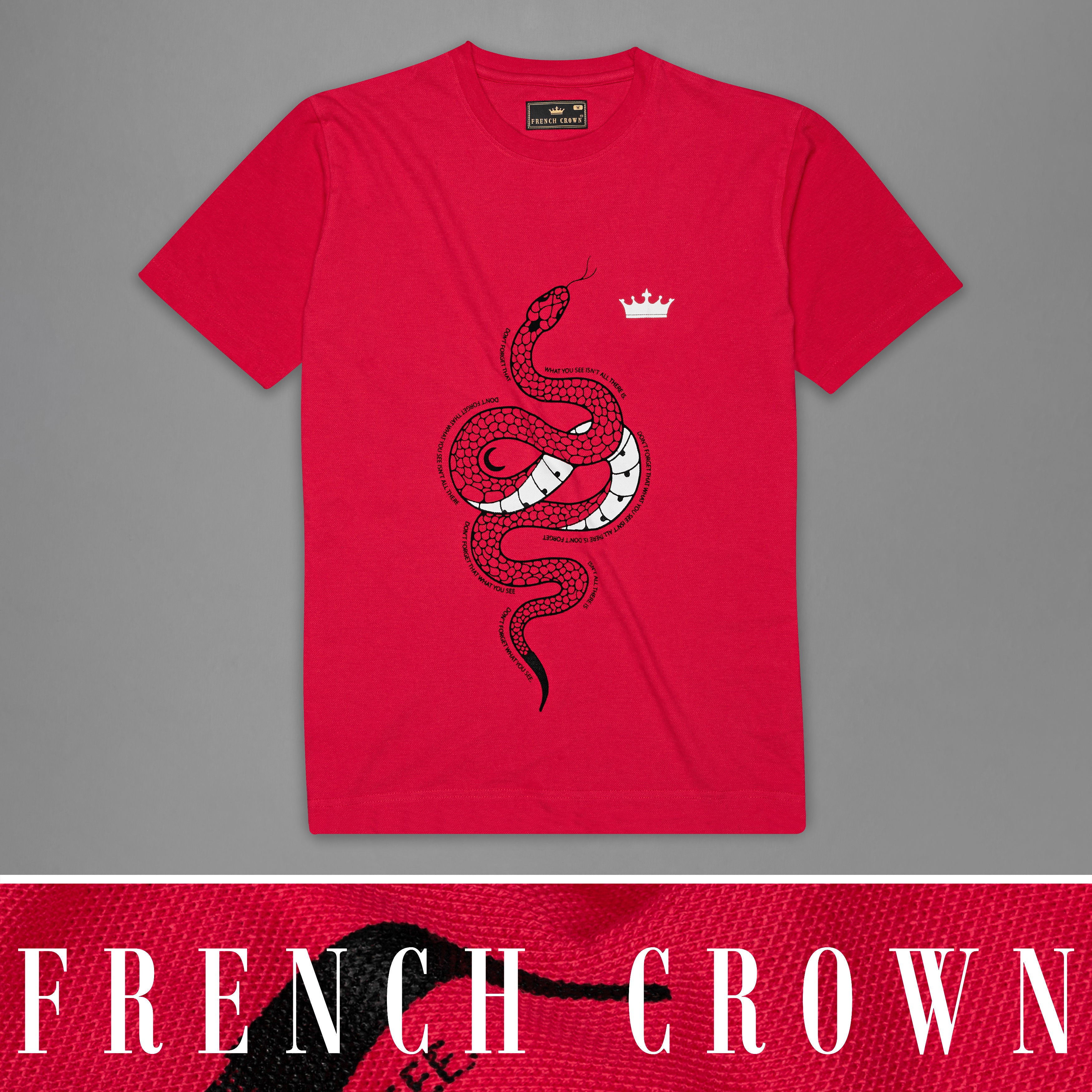 Monza Red Snake Printed Premium Cotton Pique T-shirt