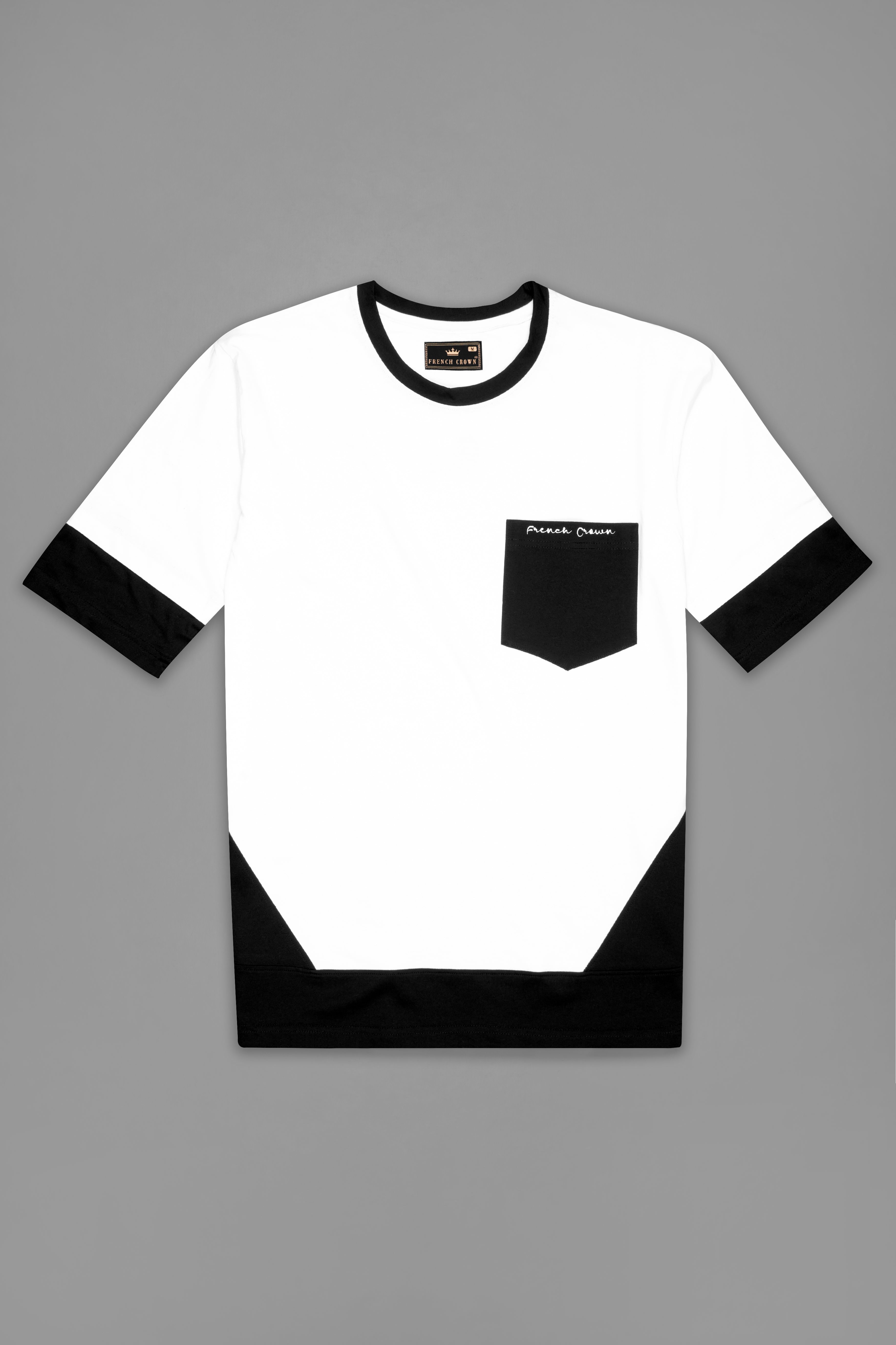 Bright White and Black Premium Cotton T-Shirt TS910-S, TS910-M, TS910-L, TS910-XL, TS910-XXL