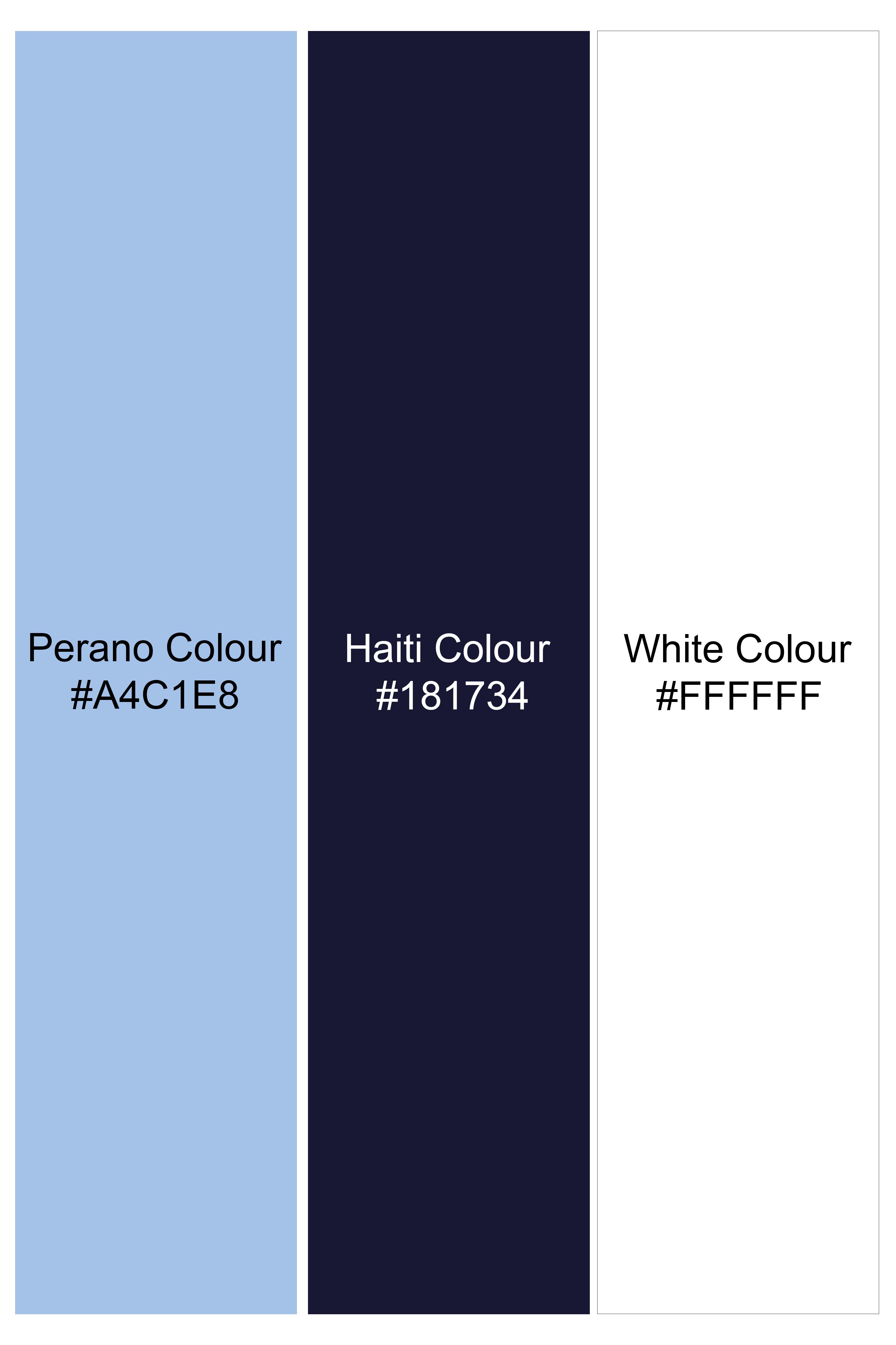 Perano Blue with Haiti Blue and White Premium Cotton Flat Knit Polo TS928-S, TS928-M, TS928-L, TS928-XL, TS928-XXL