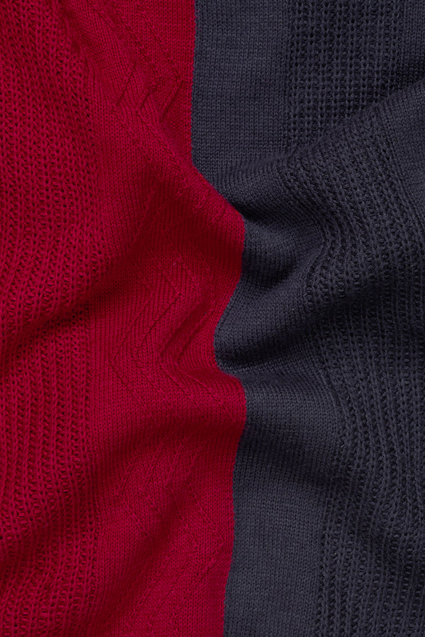 Paprika Red and Thunder Gray Premium Cotton Flat Knit Polo