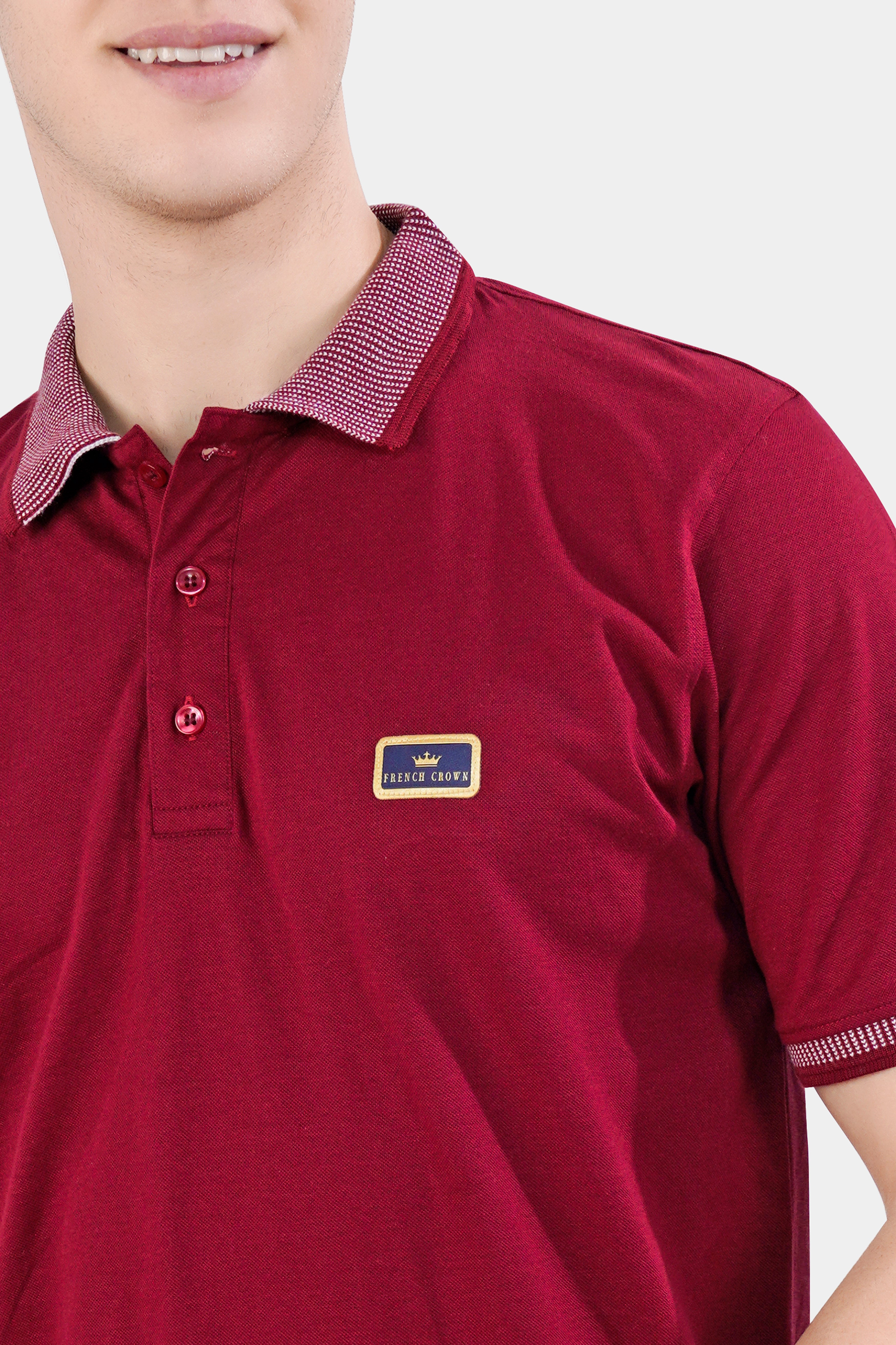 Persian Plum Red Half Sleeves Super Soft Premium Polo Neck Cotton