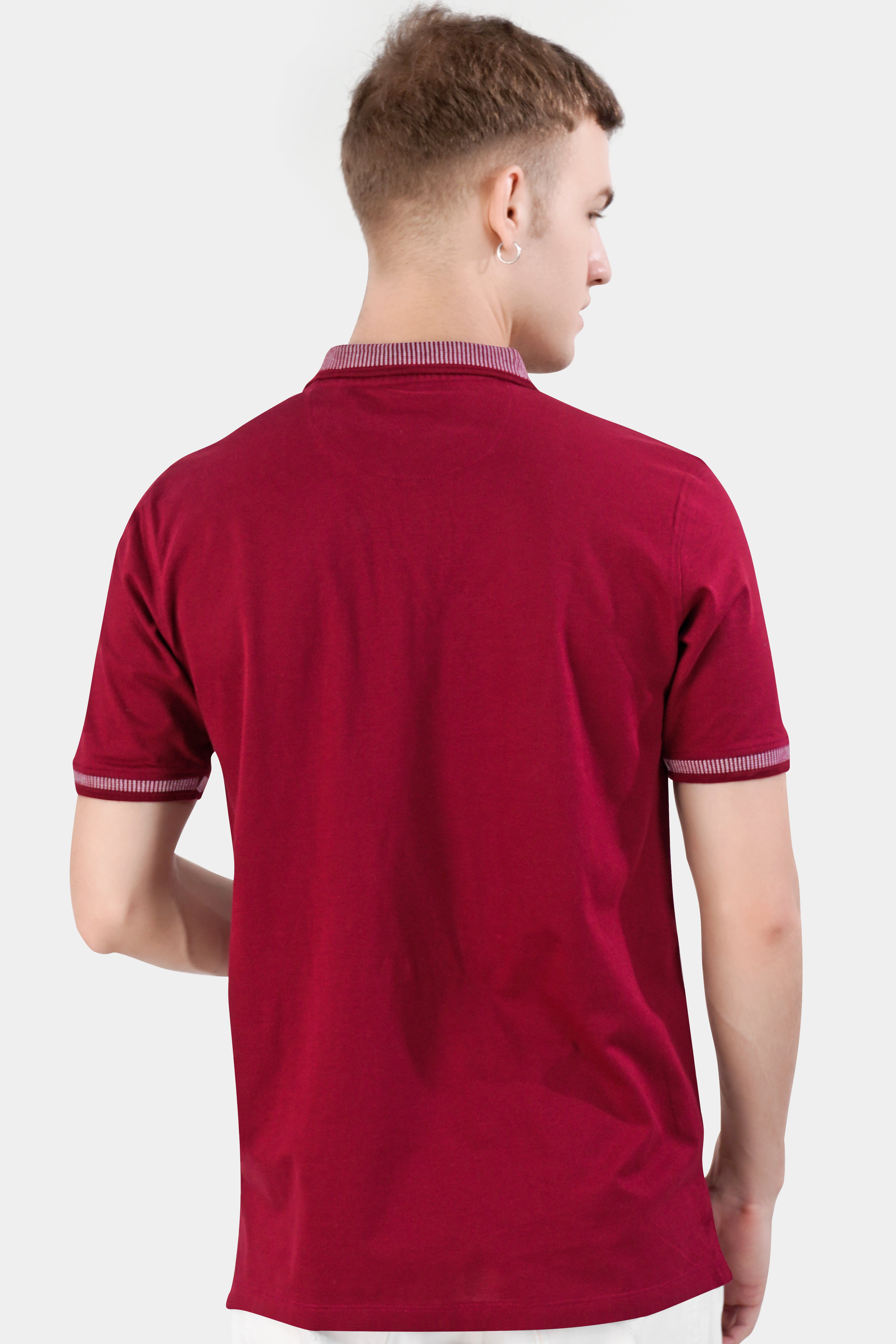 Persian Plum Red Half Sleeves Super Soft Premium Polo Neck Cotton
