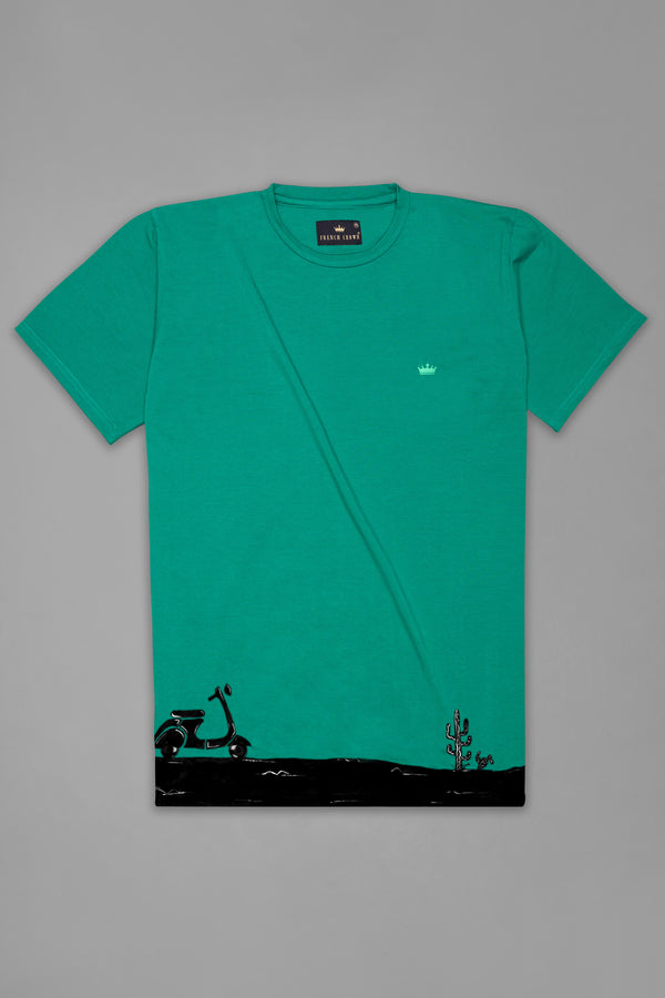 Gossamer Green Hand Painted Premium Cotton Designer T-Shirt