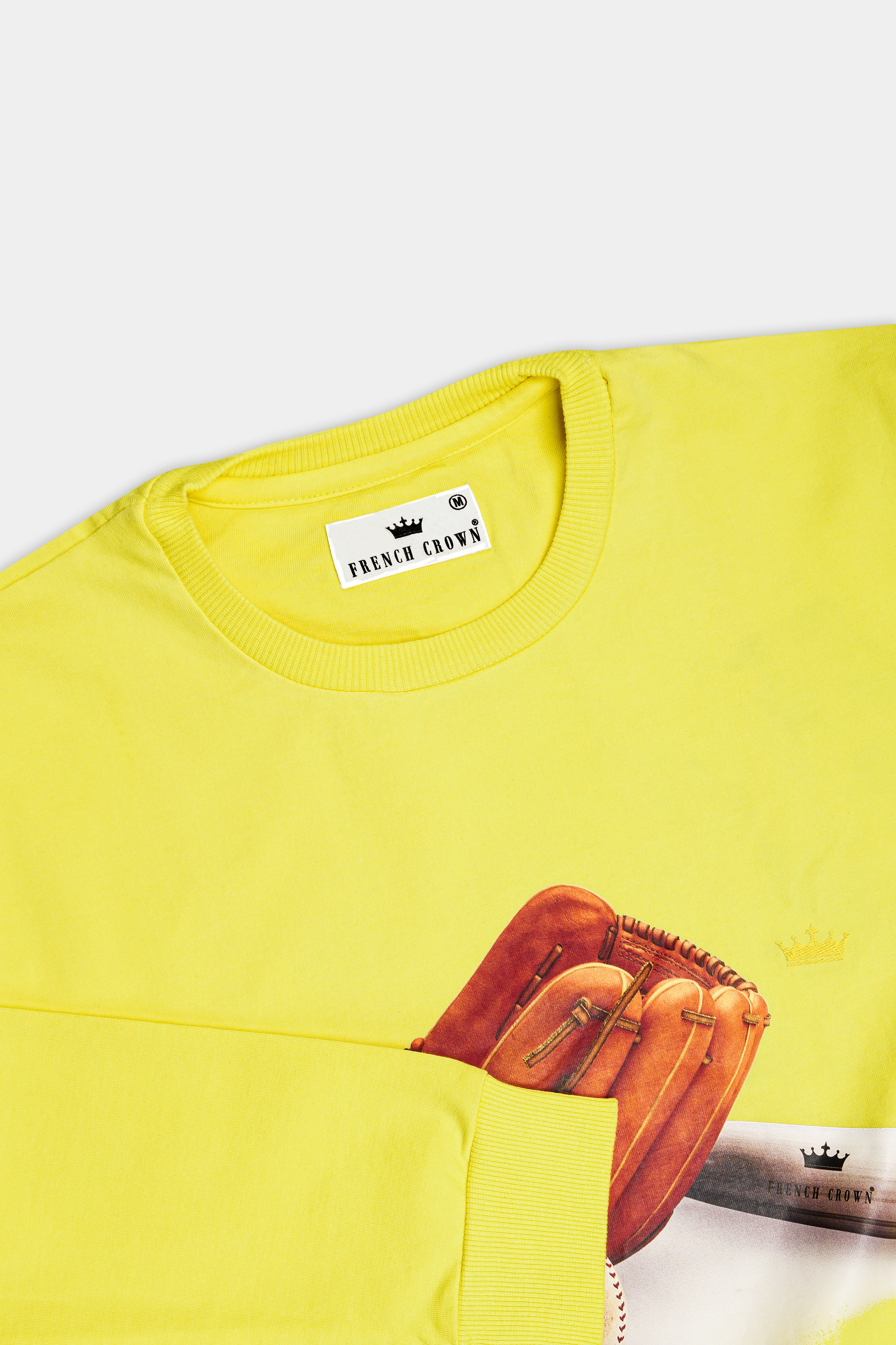 Dandelion Yellow Baseball Printed Premium Organic Cotton Sweatshirt