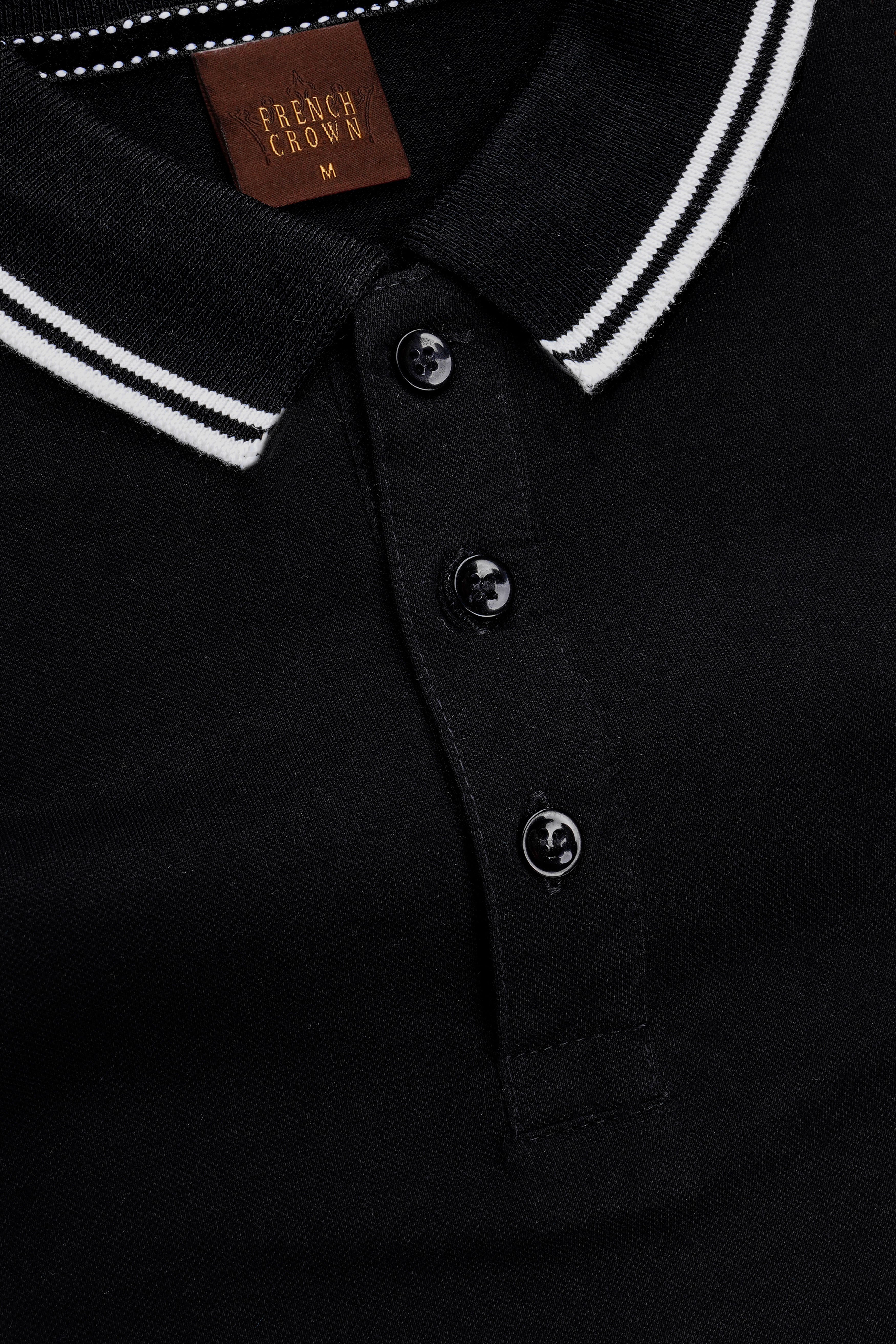 Jade Black Solid Premium Cotton Pique Polo
