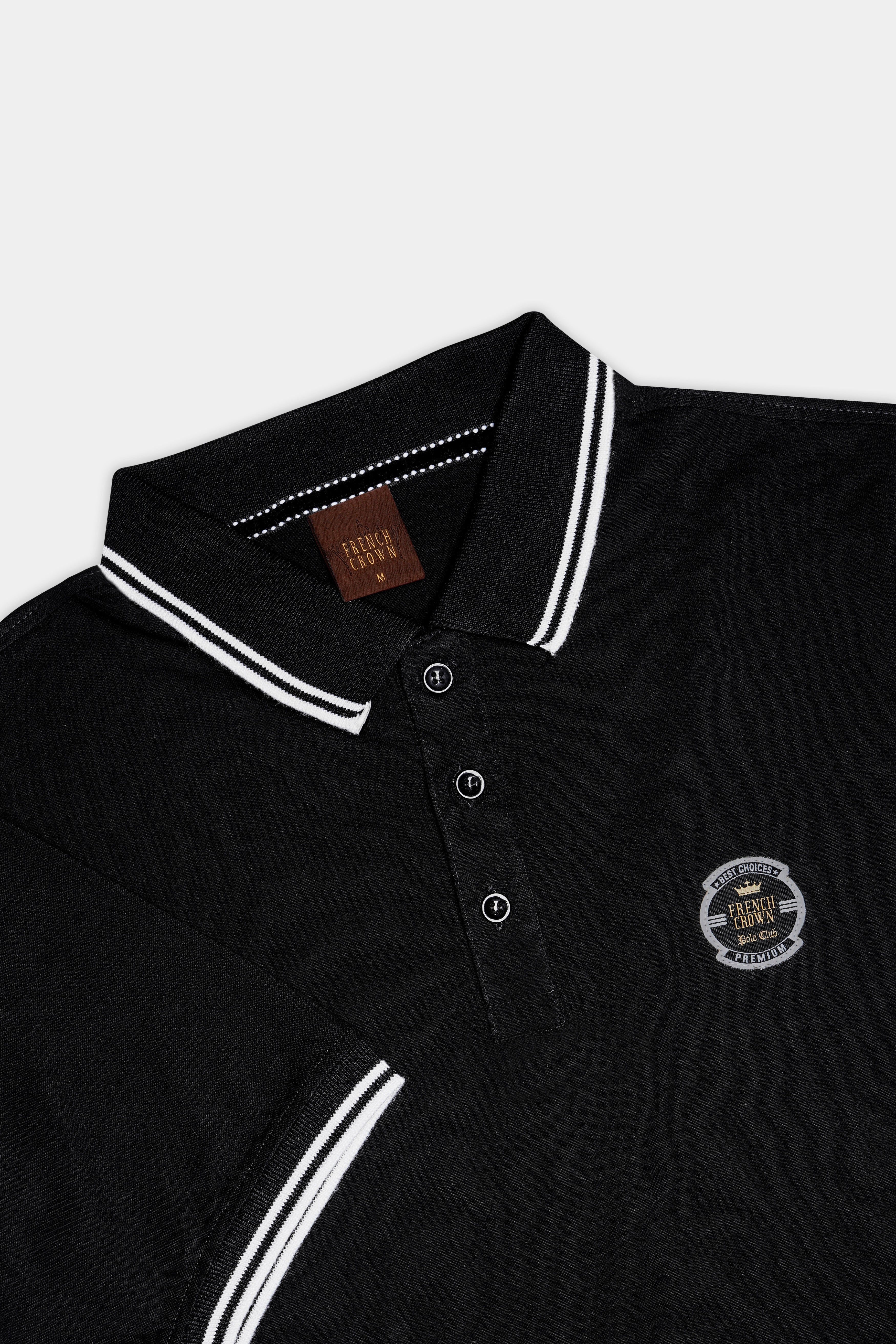 Jade Black Solid Premium Cotton Pique Polo