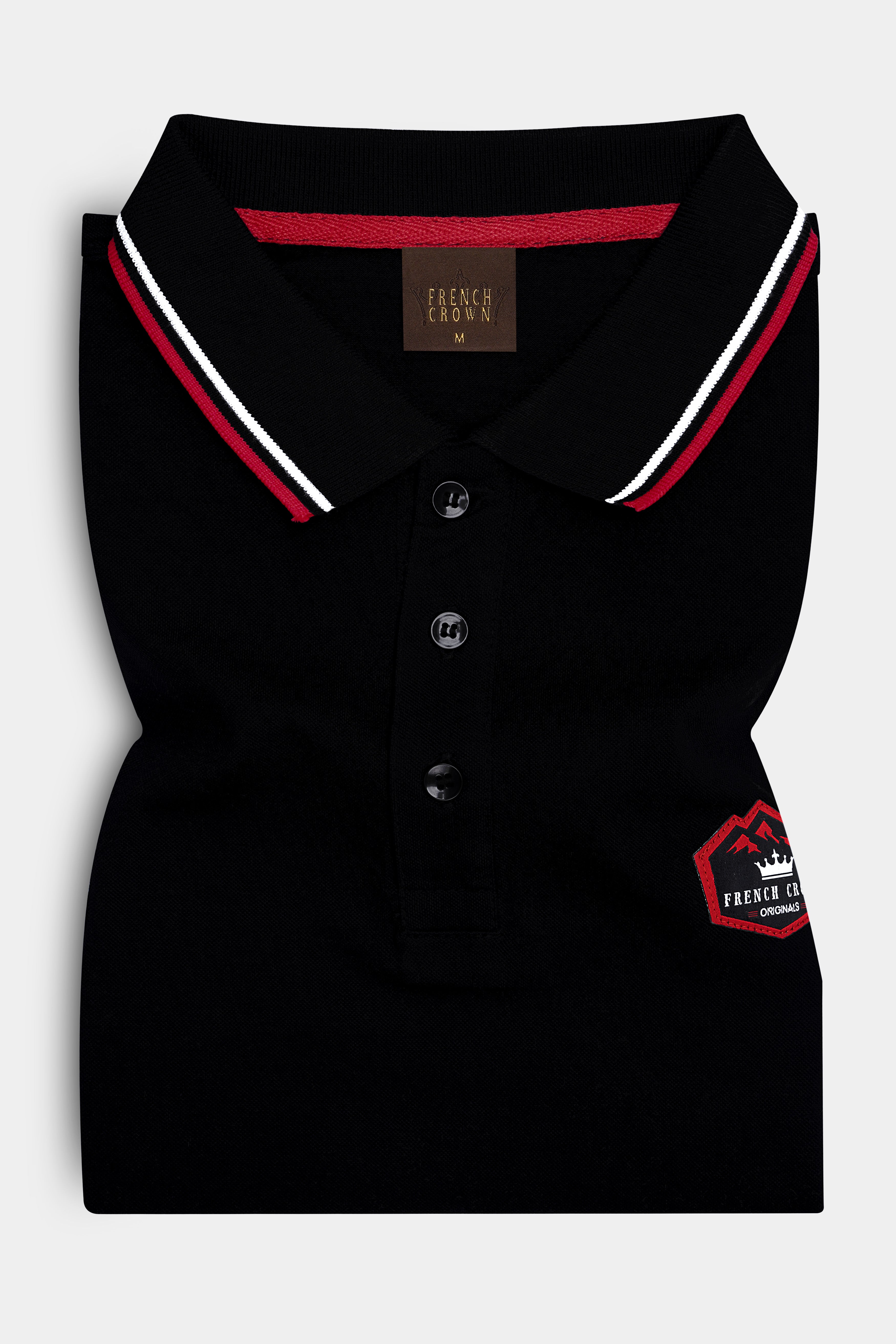 Jade Black Solid Premium Cotton Pique Polo