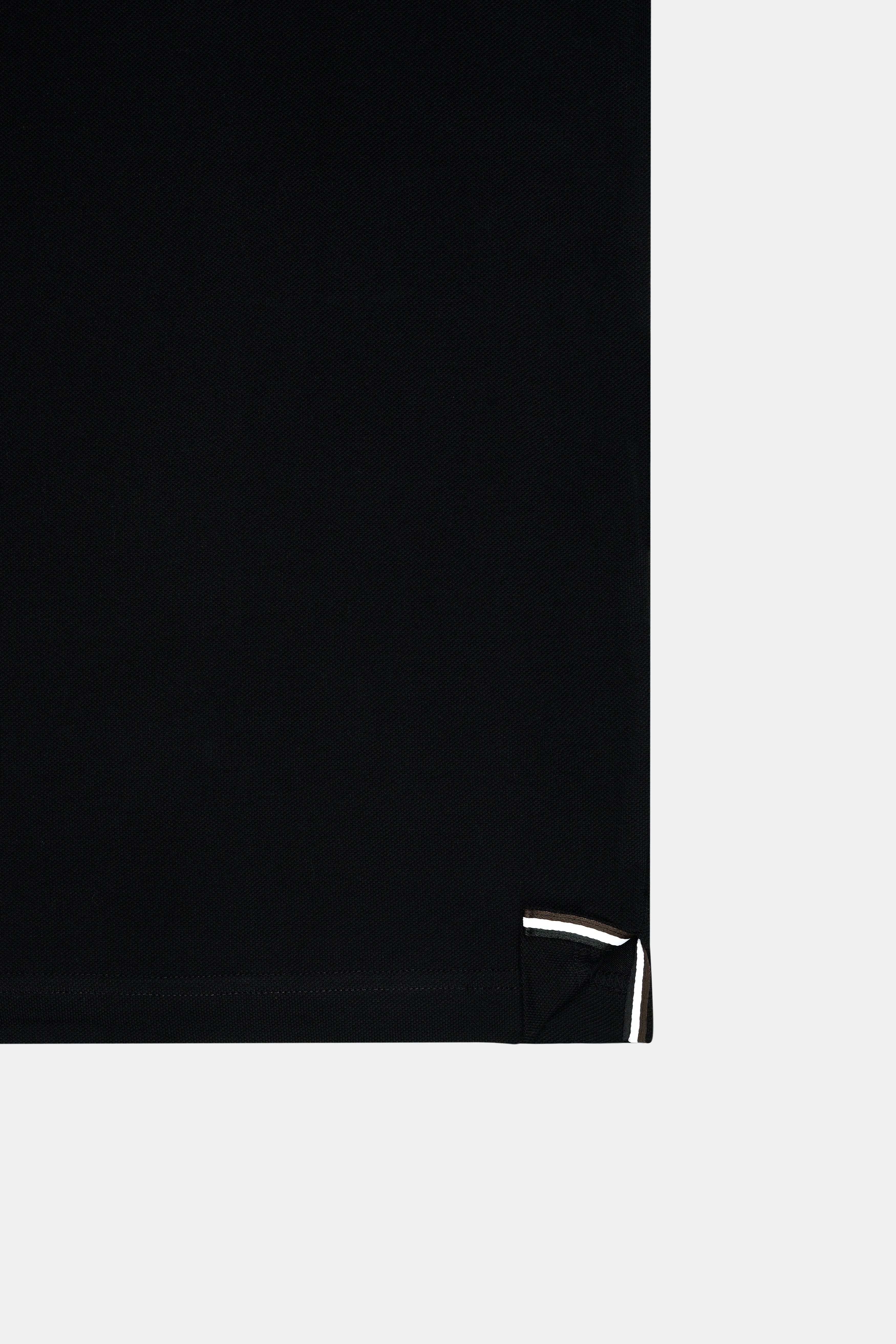 Jade Black Premium Cotton With Olive Green Tipped Collar Pique Polo
