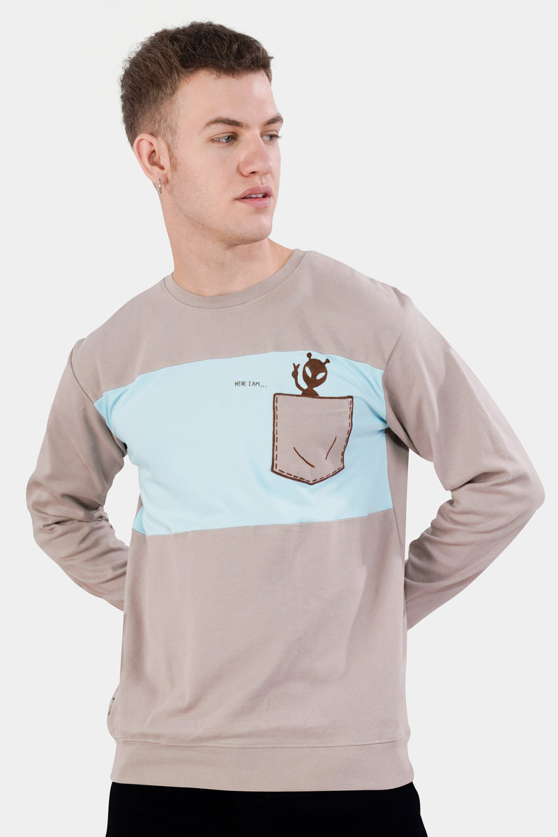 Blossom Brown and Beau Blue Hand Painted Premium Cotton Jersey Sweatshirt