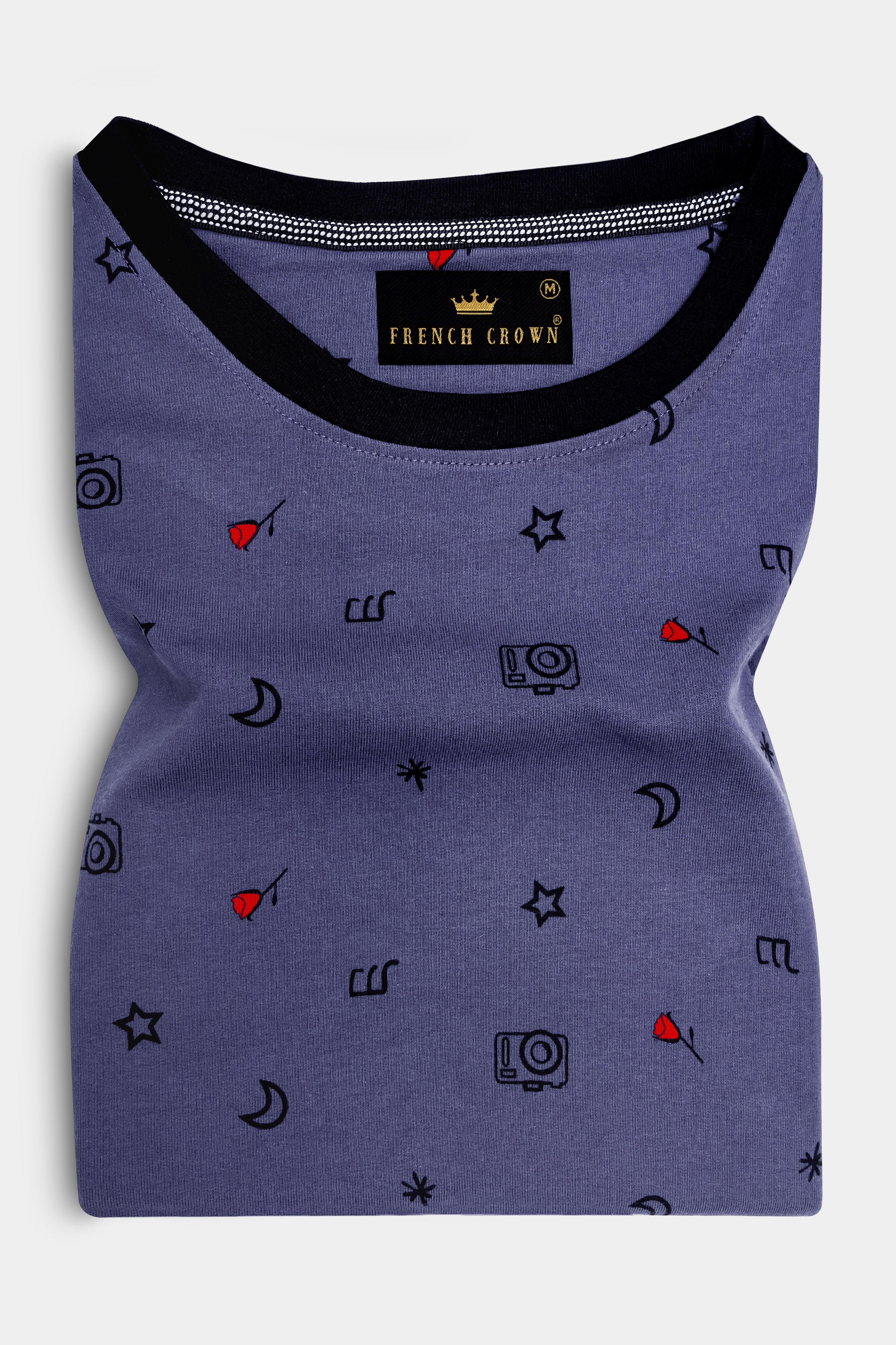 Vampire Blue Printed Premium Cotton Organic T-shirt