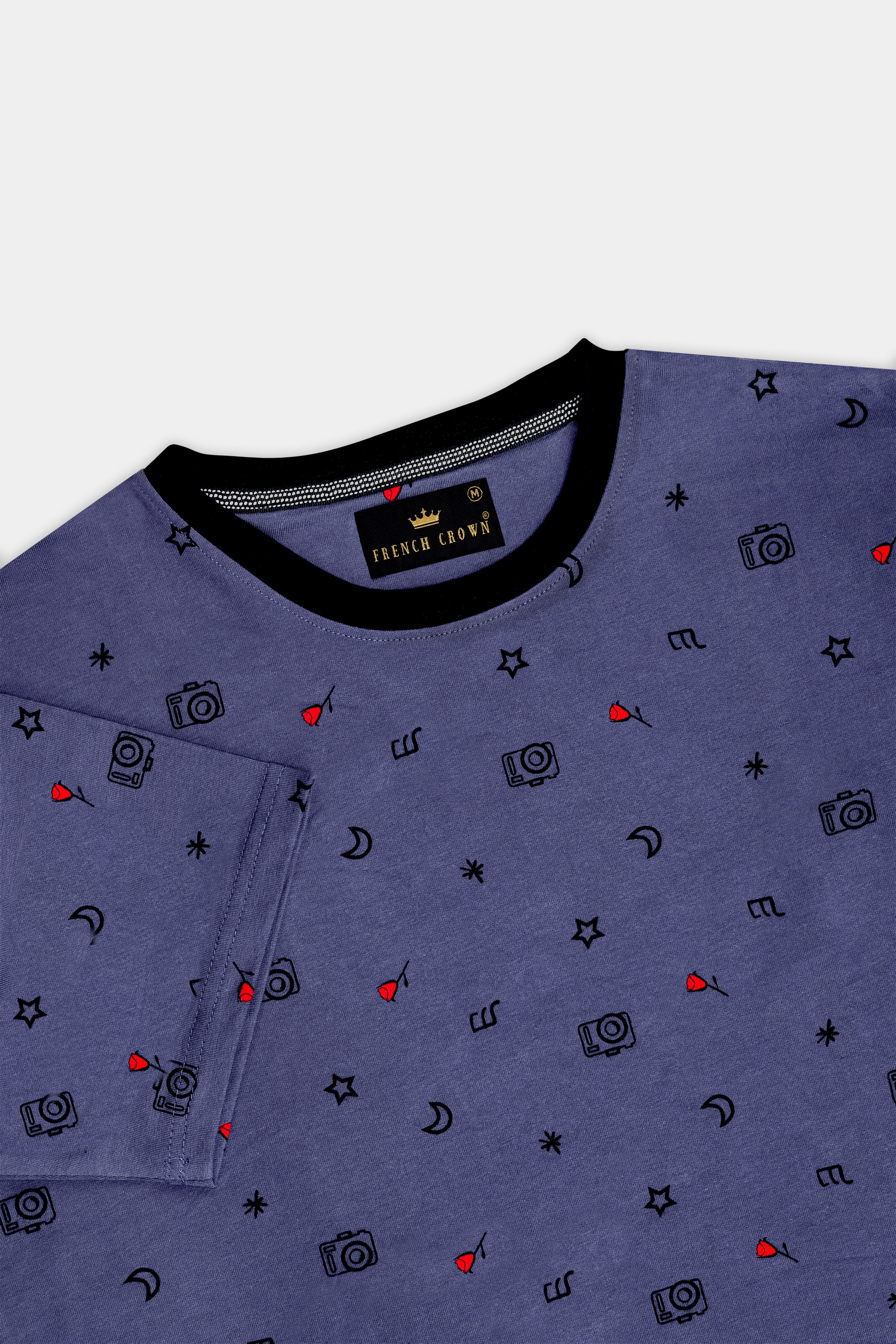 Vampire Blue Printed Premium Cotton Organic T-shirt