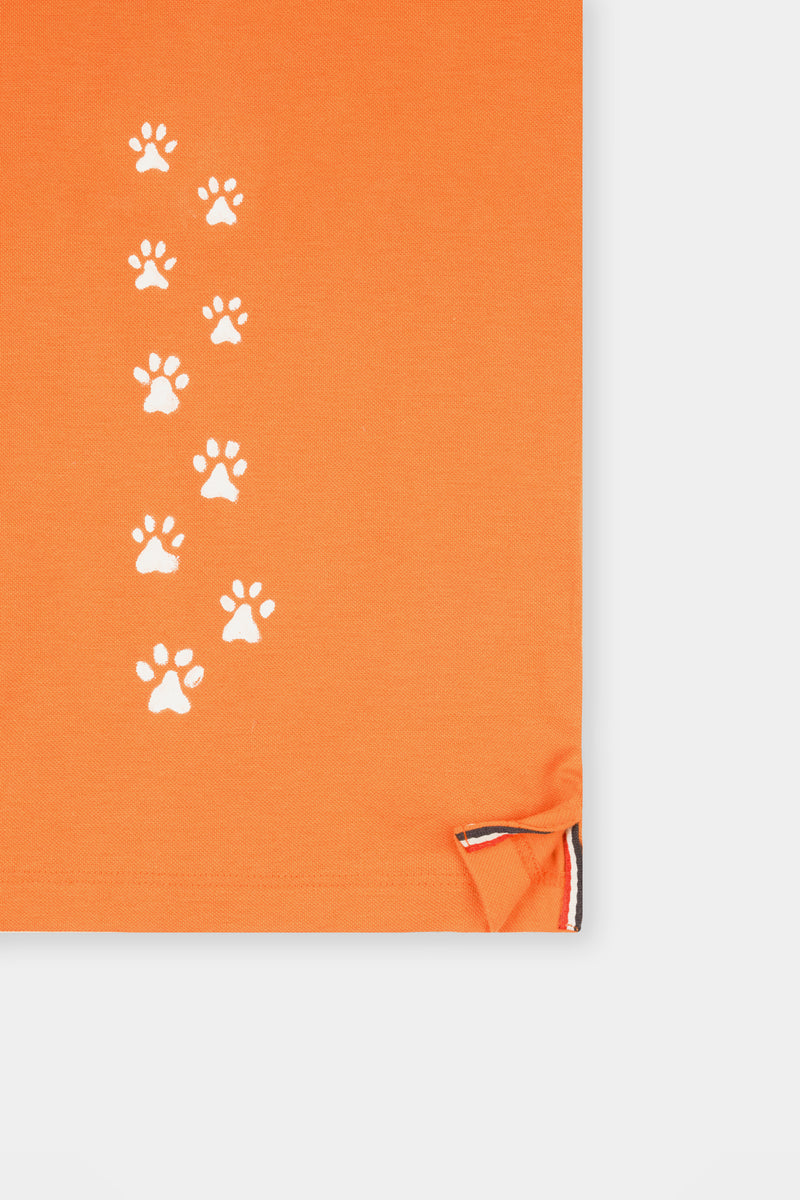 Sienna Orange Cat Hand Painted Premium Cotton Pique Polo