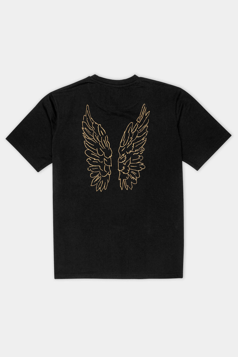 Jade Black Wings Hand Painted Premium Cotton T-shirt