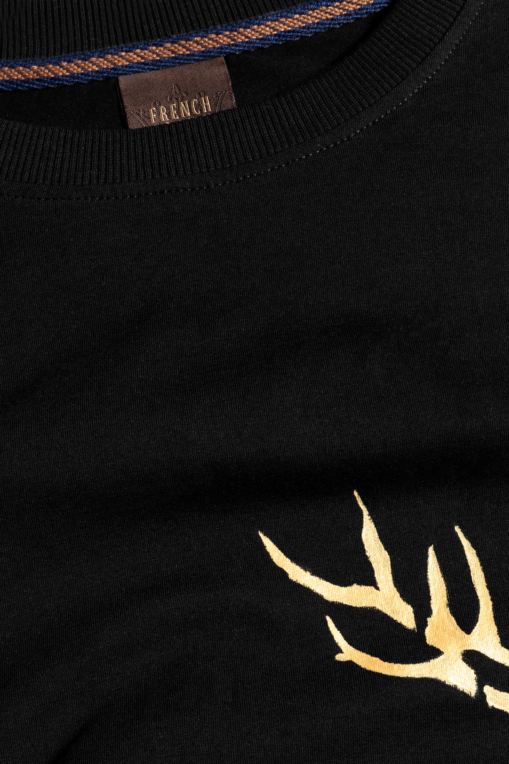 Jade Black Reindeer Hand Painted Premium Cotton T-Shirt