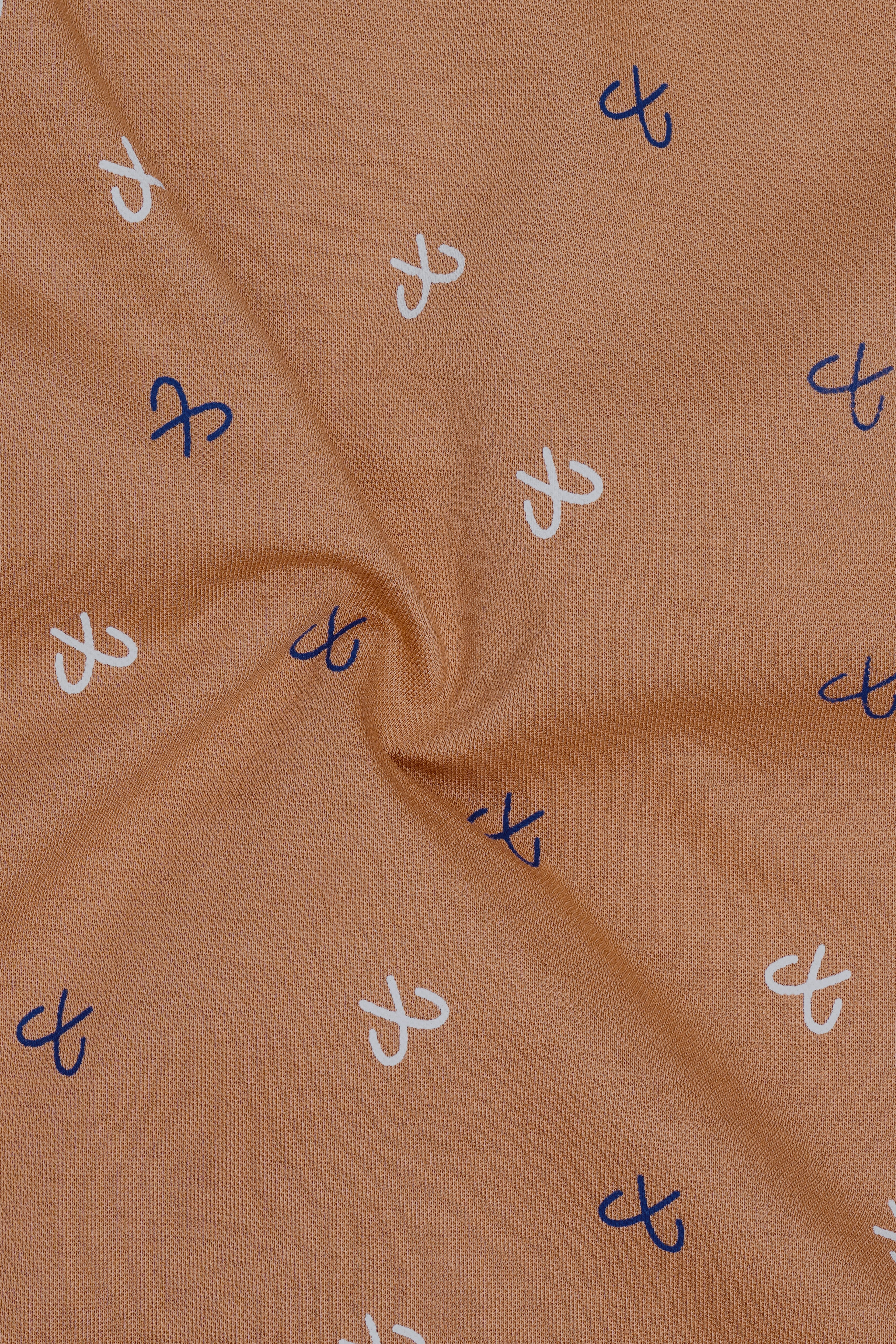 Antique Brass Brown Textured Organic Cotton Mercerised Pique Polo