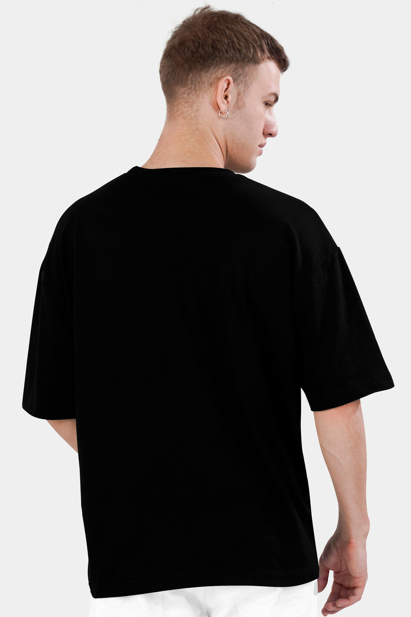 Jade Black Printed Premium Cotton Oversized T-Shirt