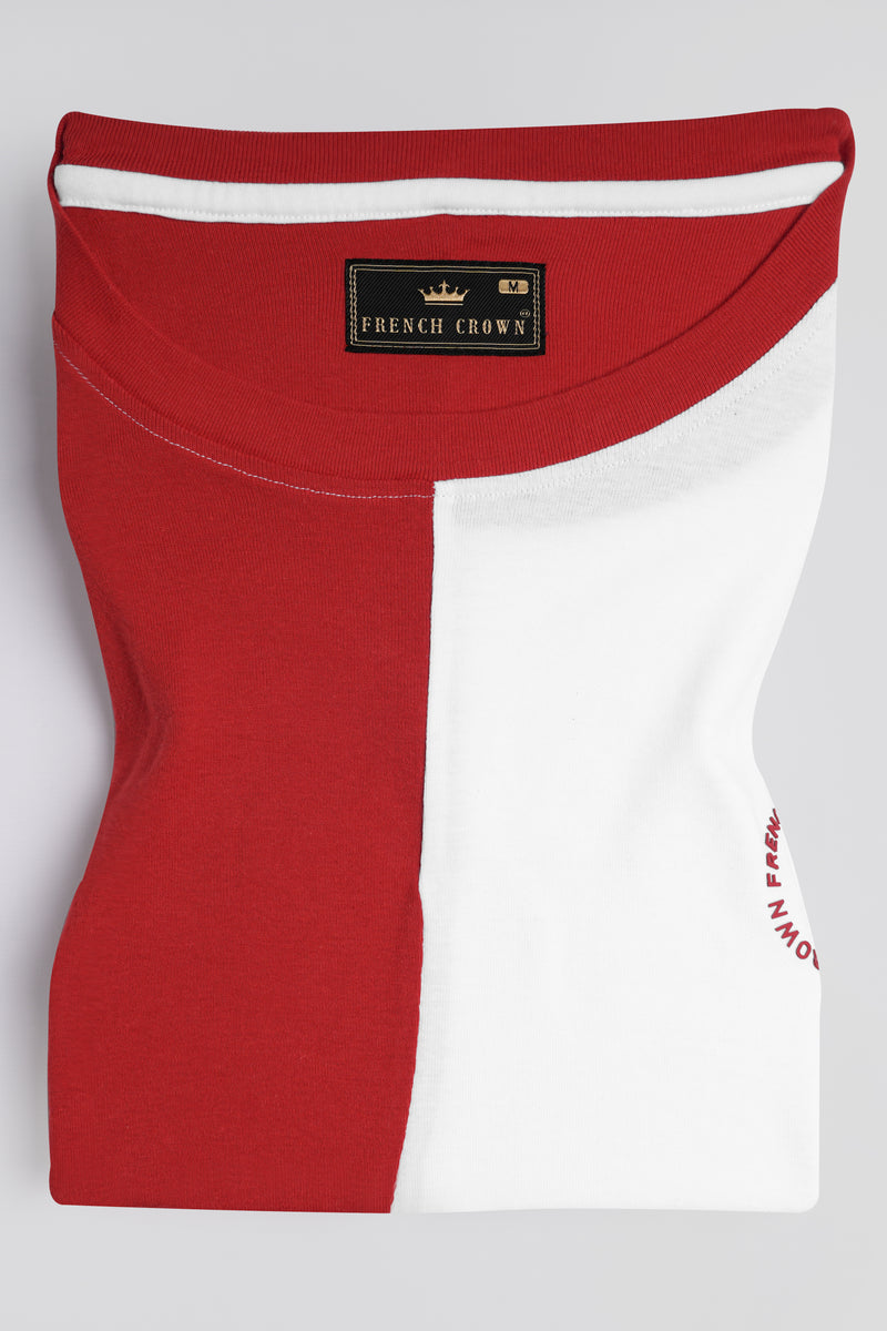 Bright White with Falu Red Premium Cotton T-shirt