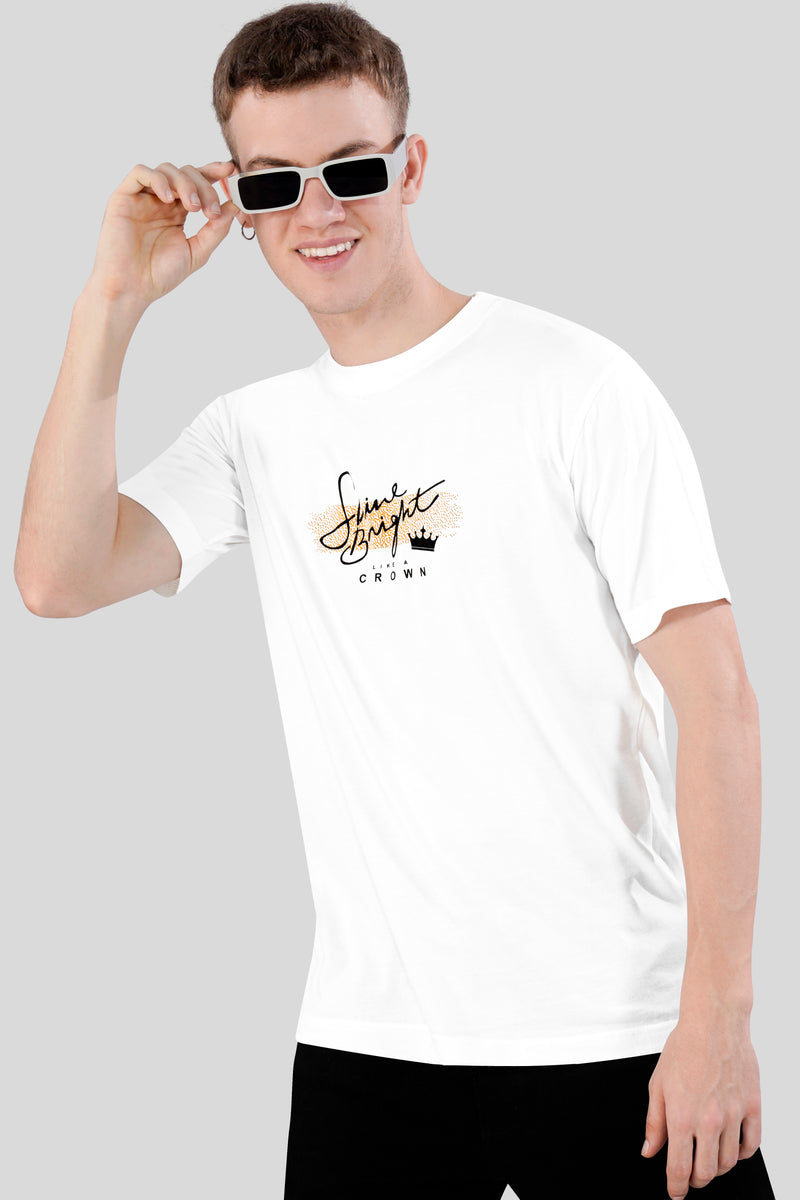 Bright White Printed Premium Cotton T-Shirt