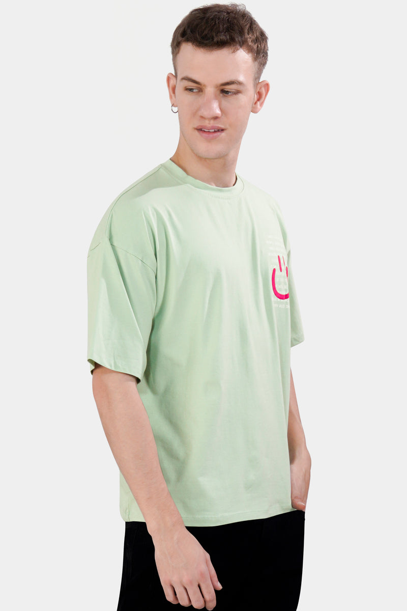 Surf Crest Green Printed Premium Cotton Oversized T-shirt