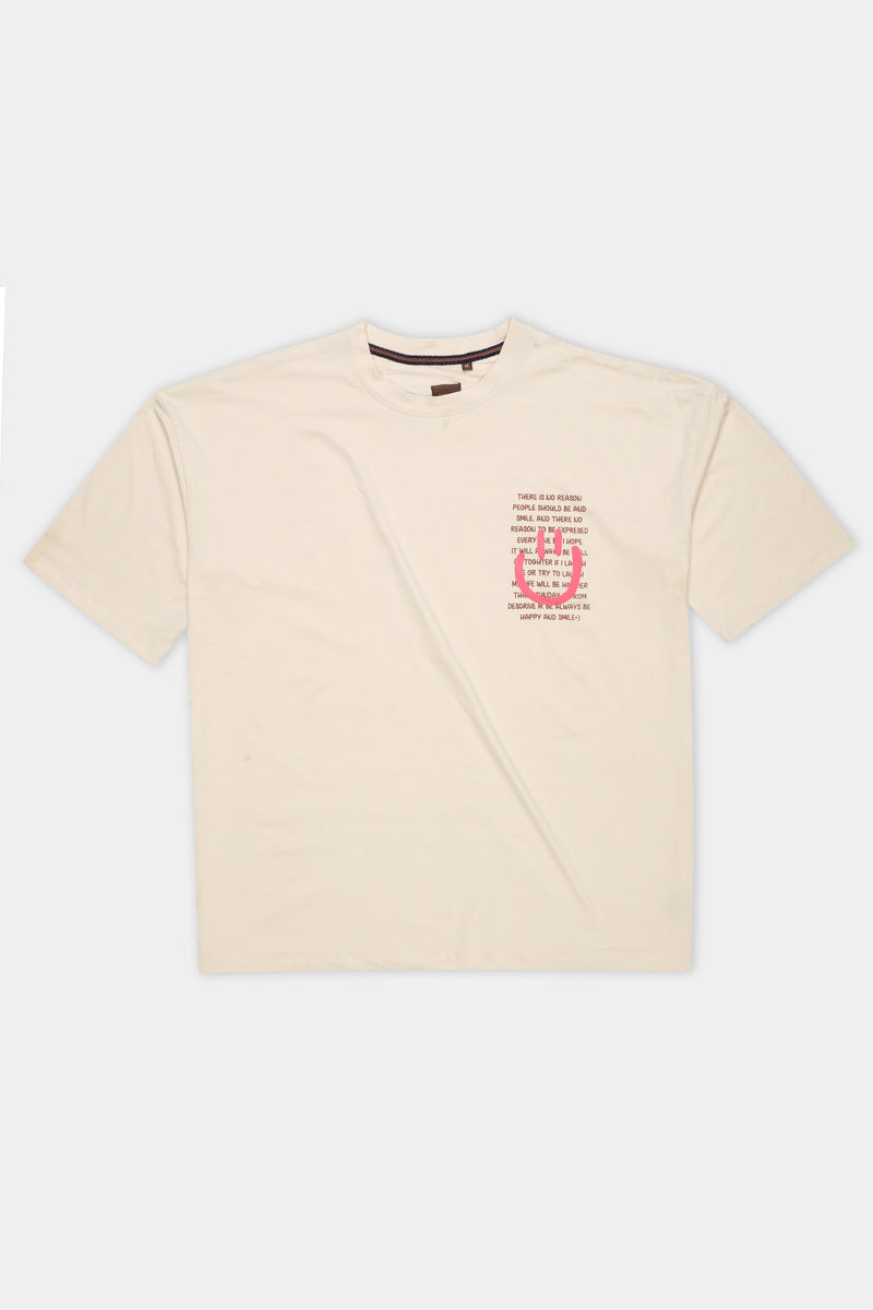 Almond Cream Printed Premium Cotton Oversized T-shirt