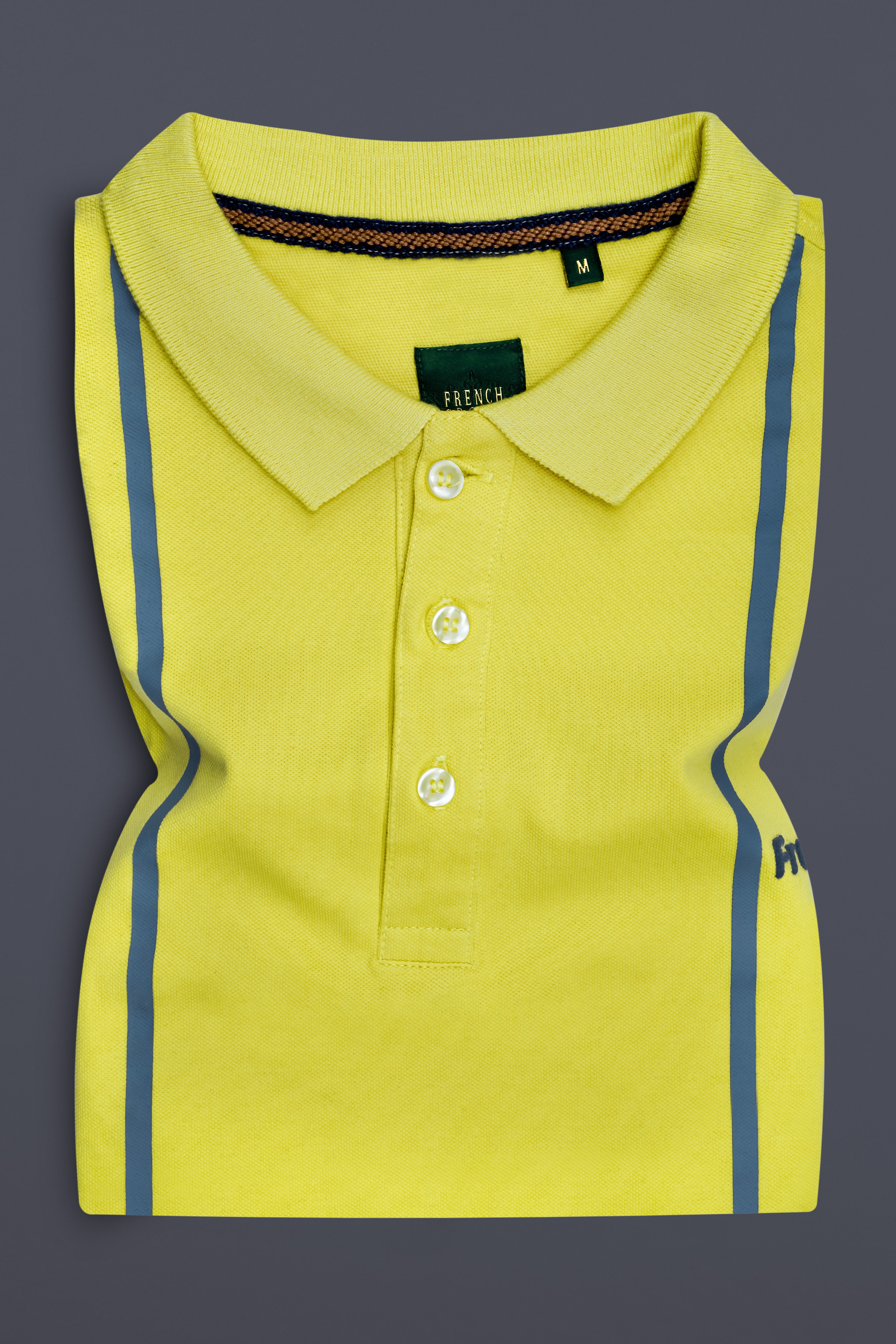 Portica Yellow Striped Premium Cotton Pique Polo
