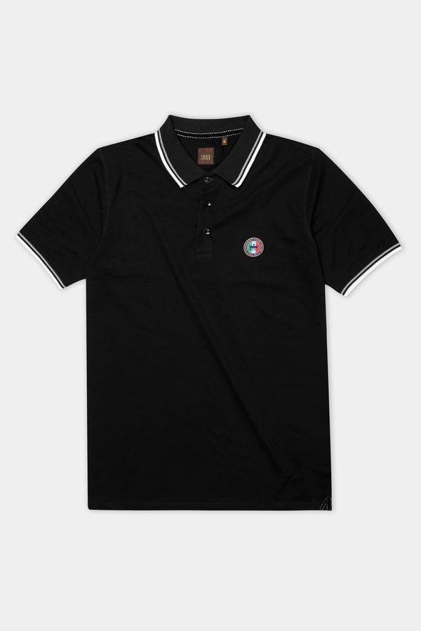 Jade Black Half Sleeves Super Soft Premium Polo Neck Cotton T-shirt For Men