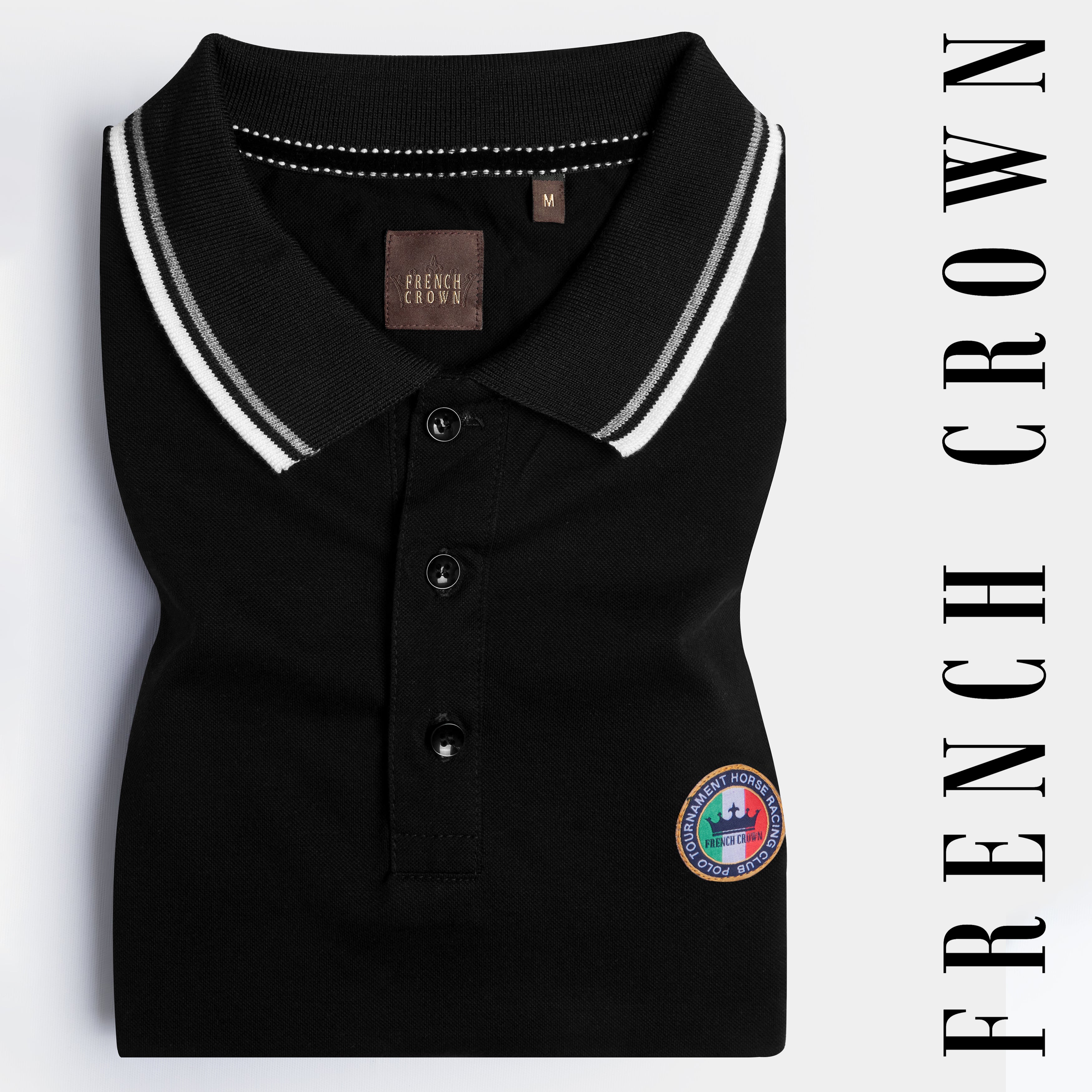 Jade Black Half Sleeves Super Soft Premium Polo Neck Cotton T