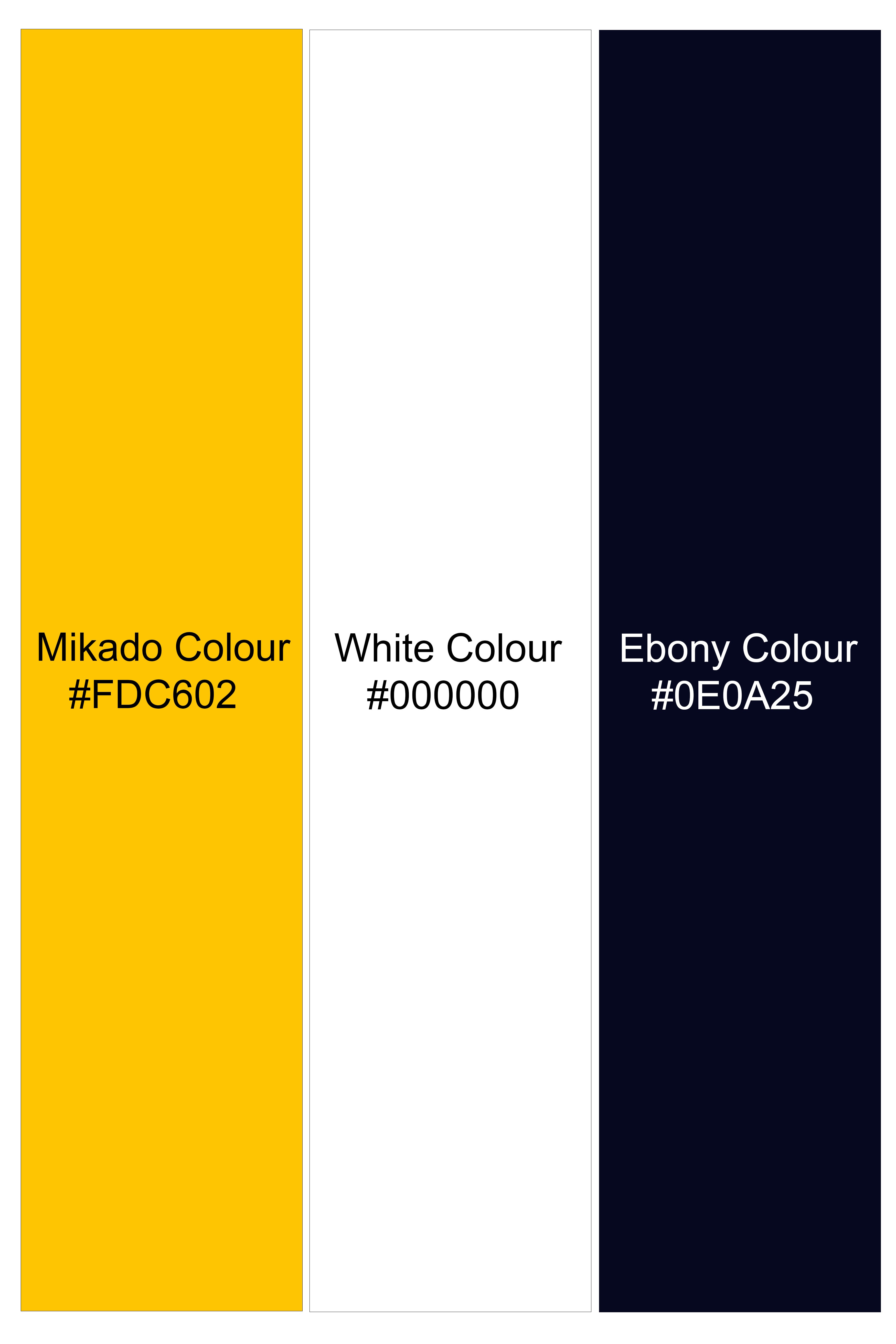 Mikado Yellow And Ebony Blue Premium Cotton Mercerised Pique Polo