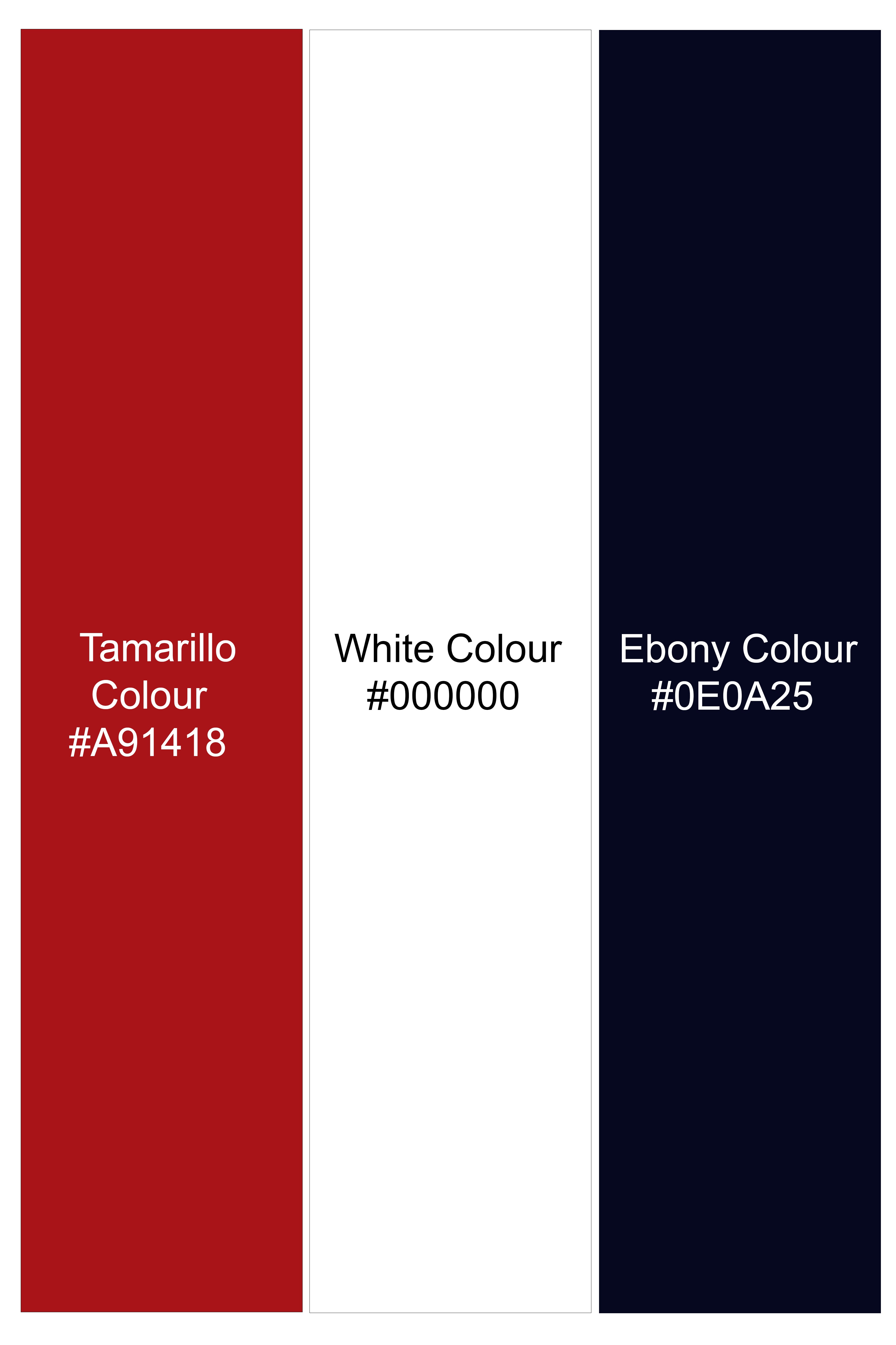 Tamarillo Red And Ebony Blue Premium Cotton Mercerised Pique Polo