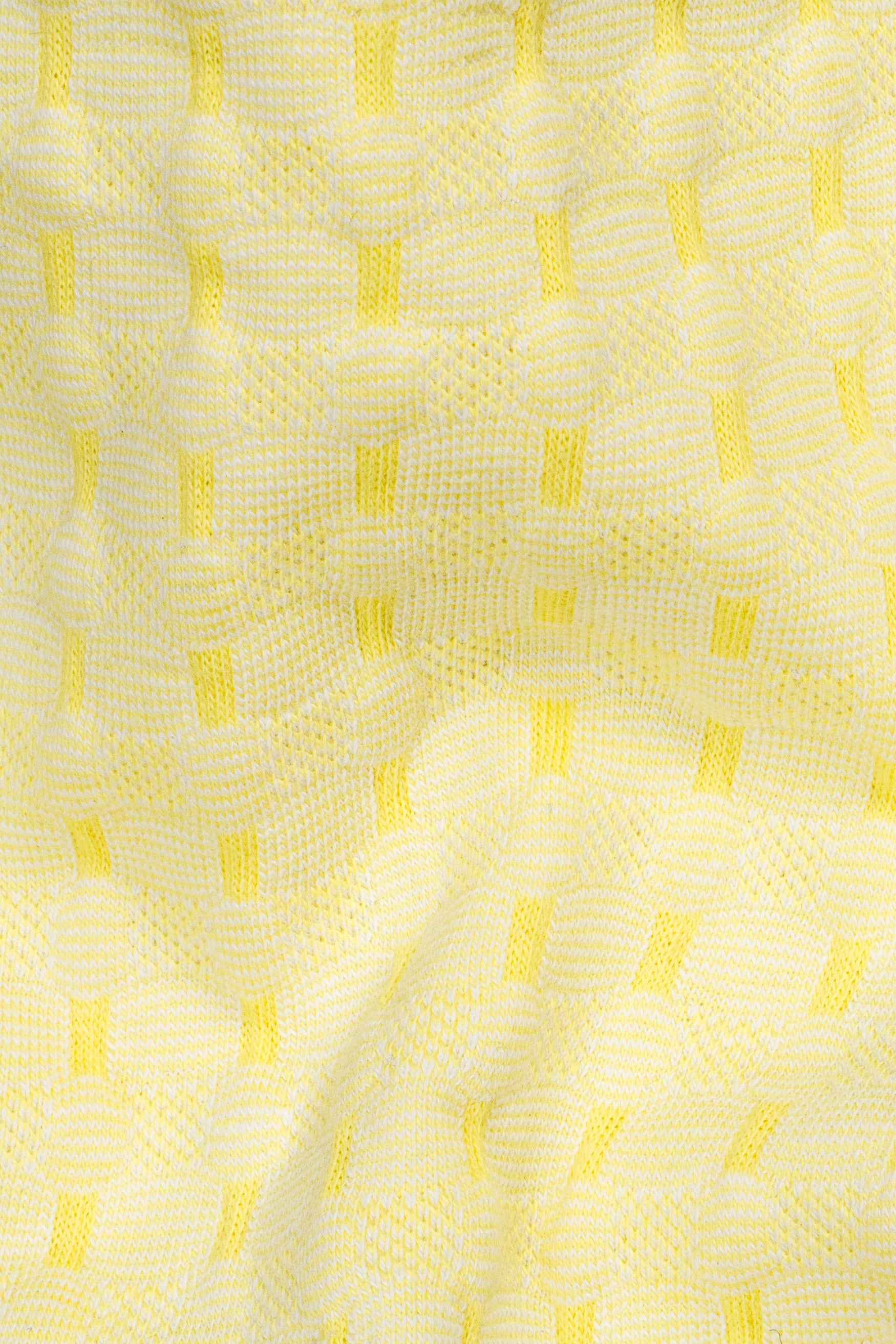 Sandwisp yellow Jacquard Textured Flat-Knit Premium Cotton T-shirt