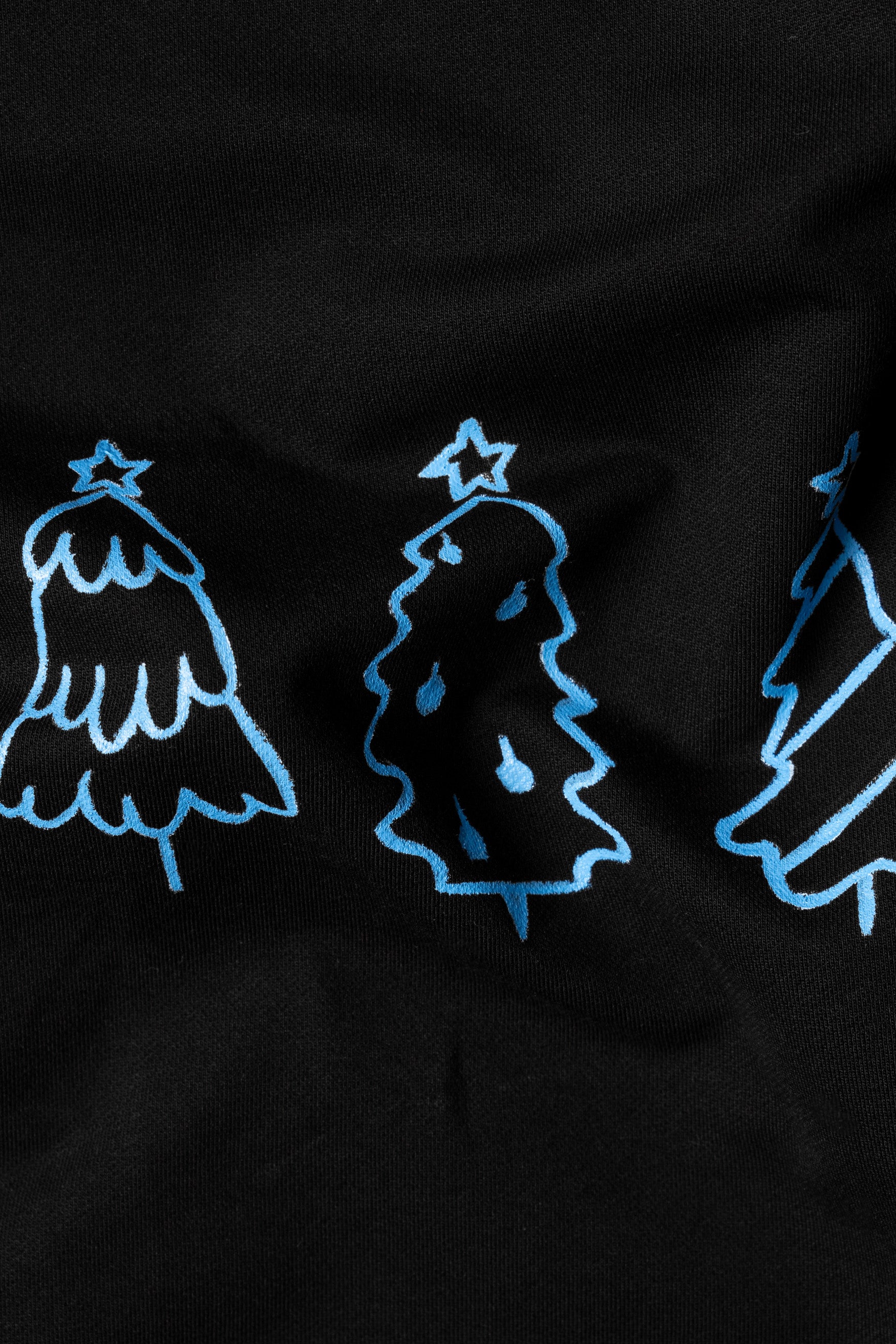Jade Black Christmas Trees Hand Painted Sweatshirt