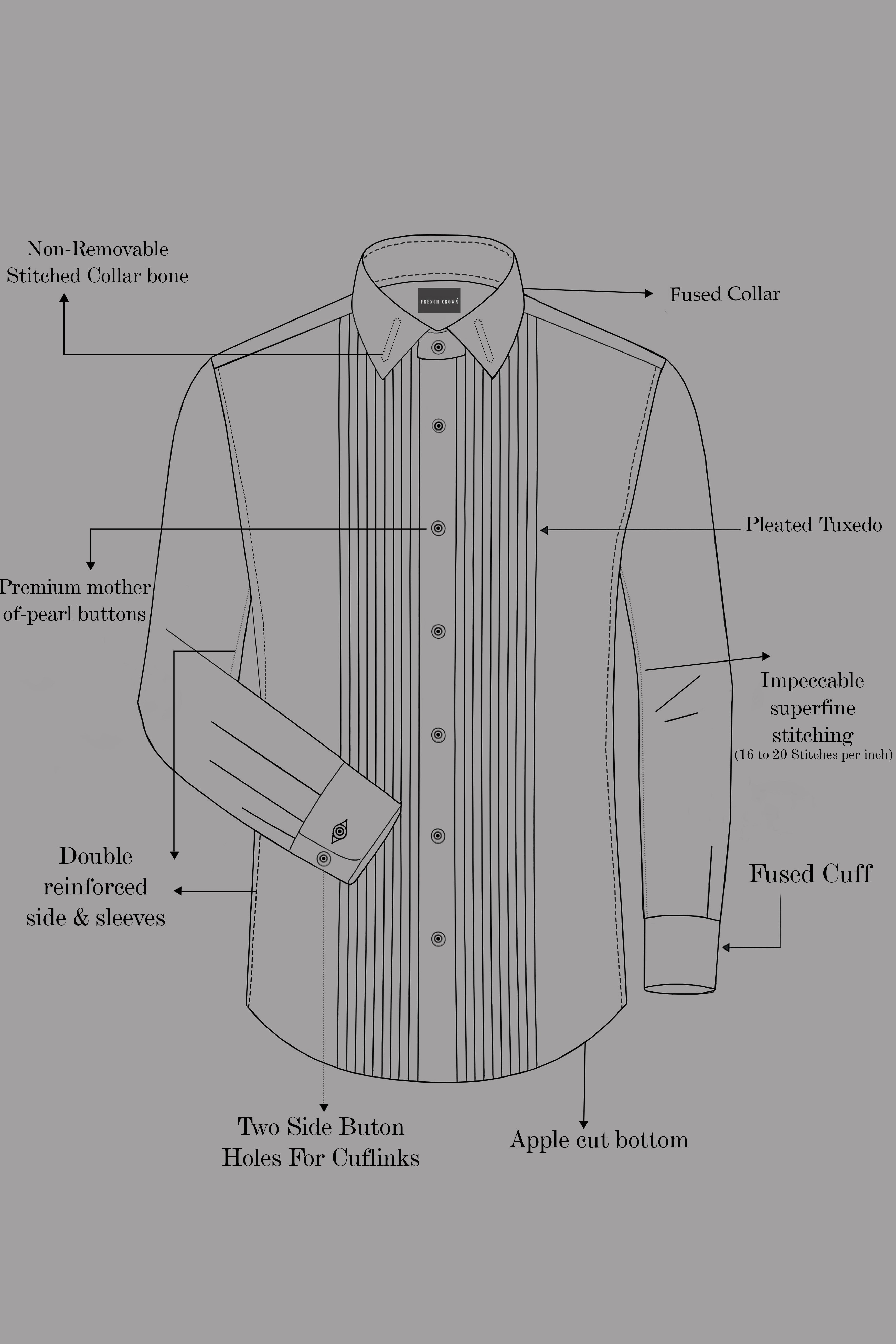 Argento-Shuttle Gray Subtle Sheen Super Soft Premium Cotton Tuxedo Dress Shirt