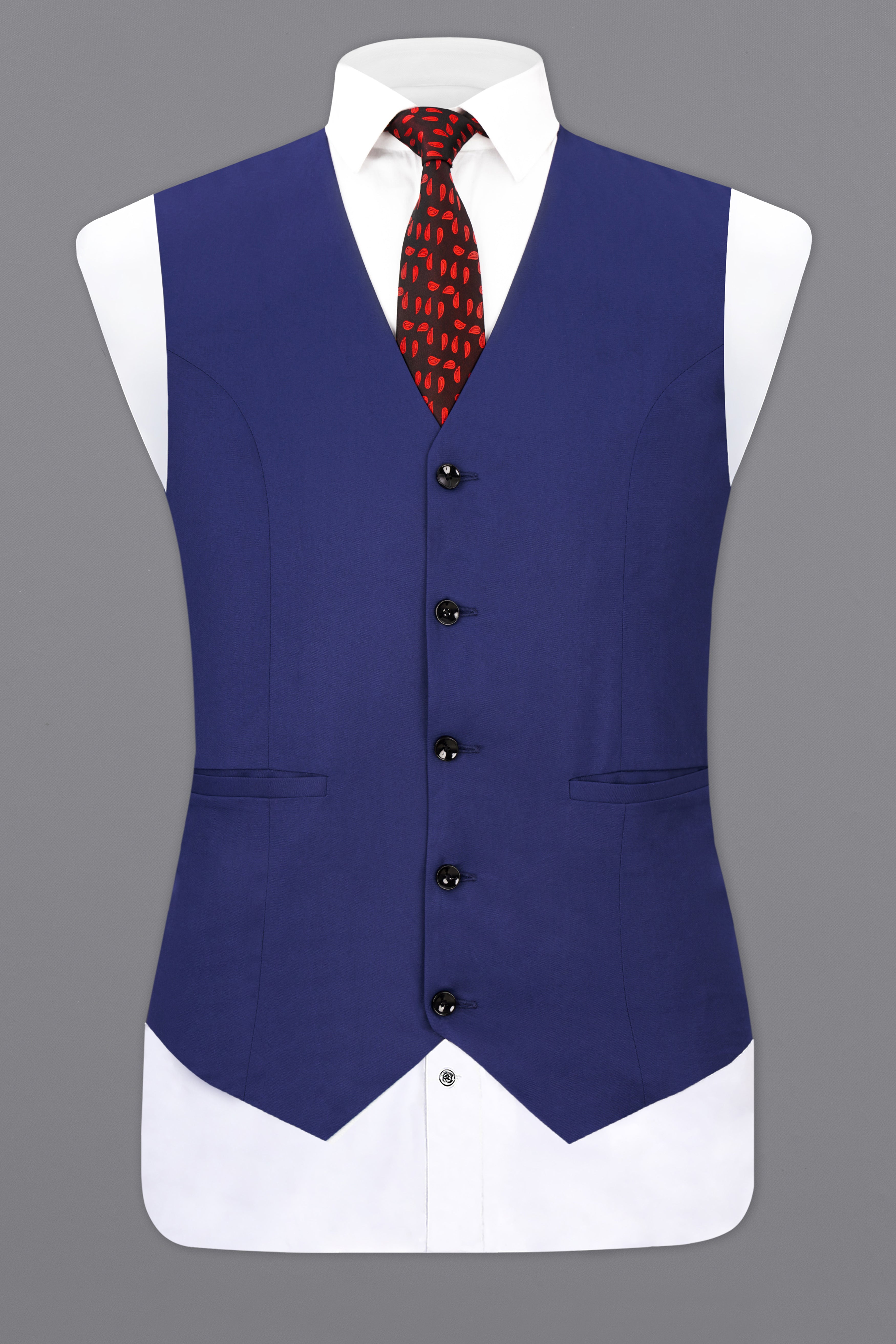 Royal Blue Textured Waistcoat