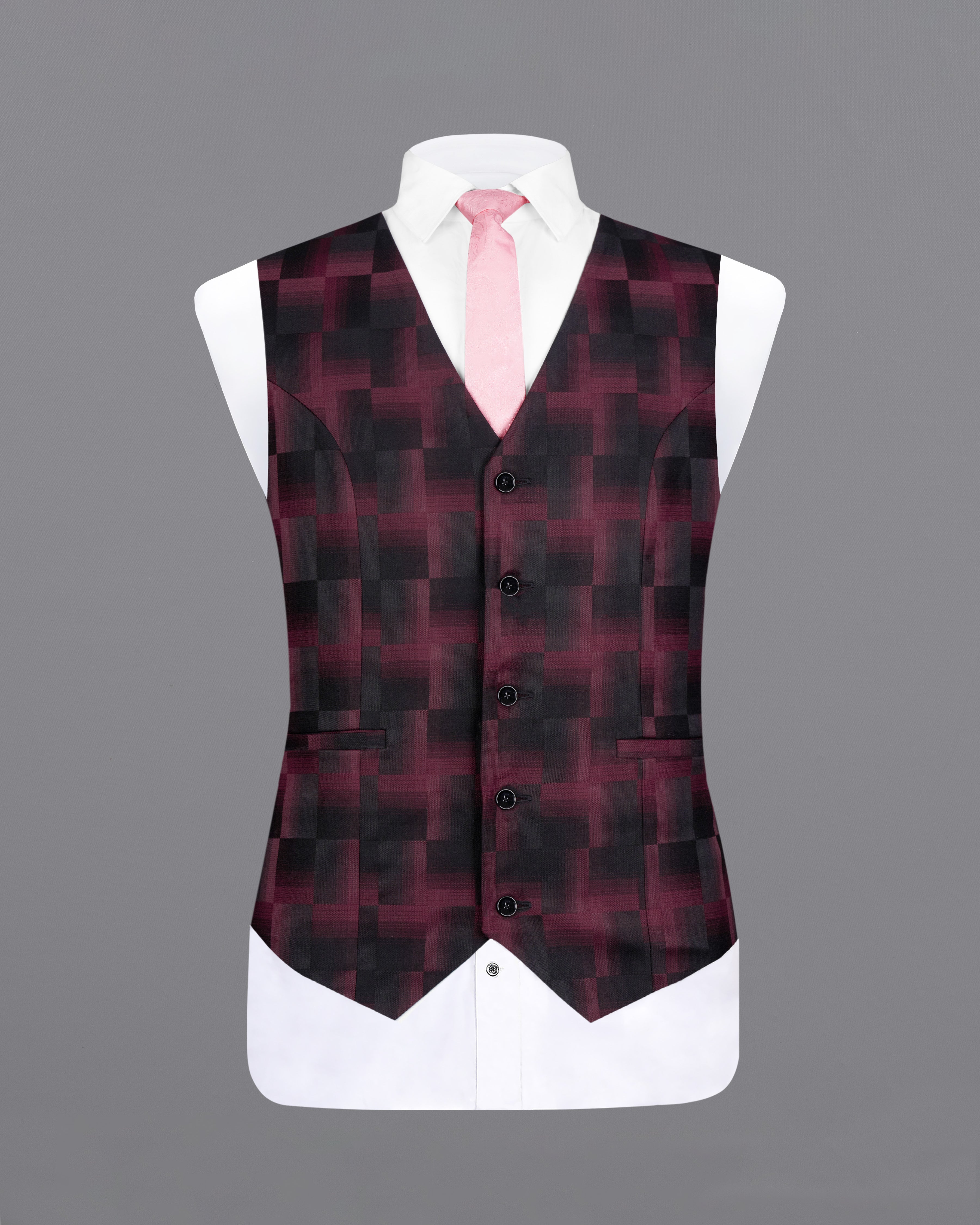 Jade Black with Finn Red Square Textured Waistcoat V2603-36, V2603-38, V2603-40, V2603-42, V2603-44, V2603-46, V2603-48, V2603-50, V2603-52, V2603-54, V2603-56, V2603-58, V2603-60