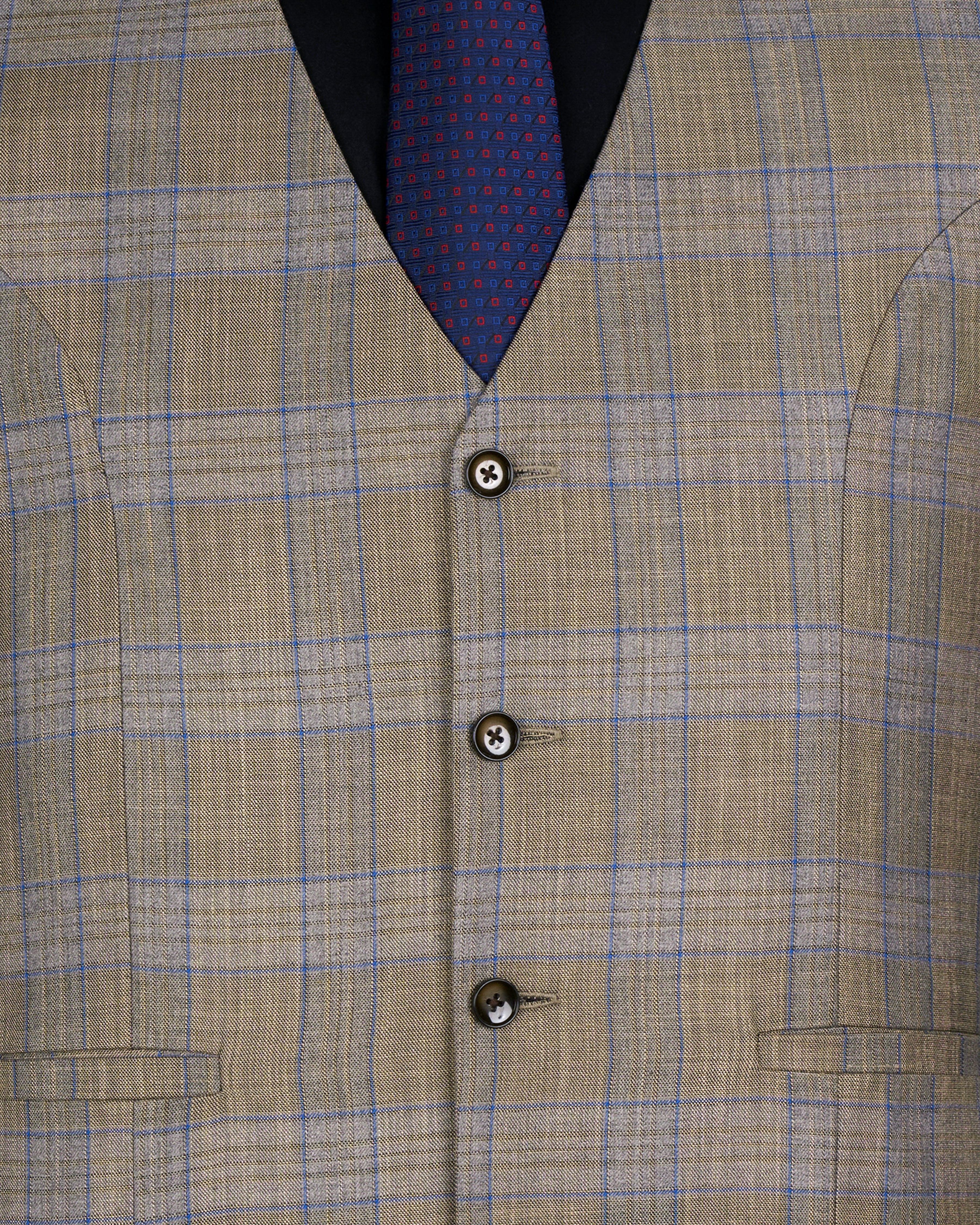 Arrowtown Brown with Azure Blue Plaid Waistcoat V2611-36, V2611-38, V2611-40, V2611-42, V2611-44, V2611-46, V2611-48, V2611-50, V2611-52, V2611-54, V2611-56, V2611-58, V2611-60