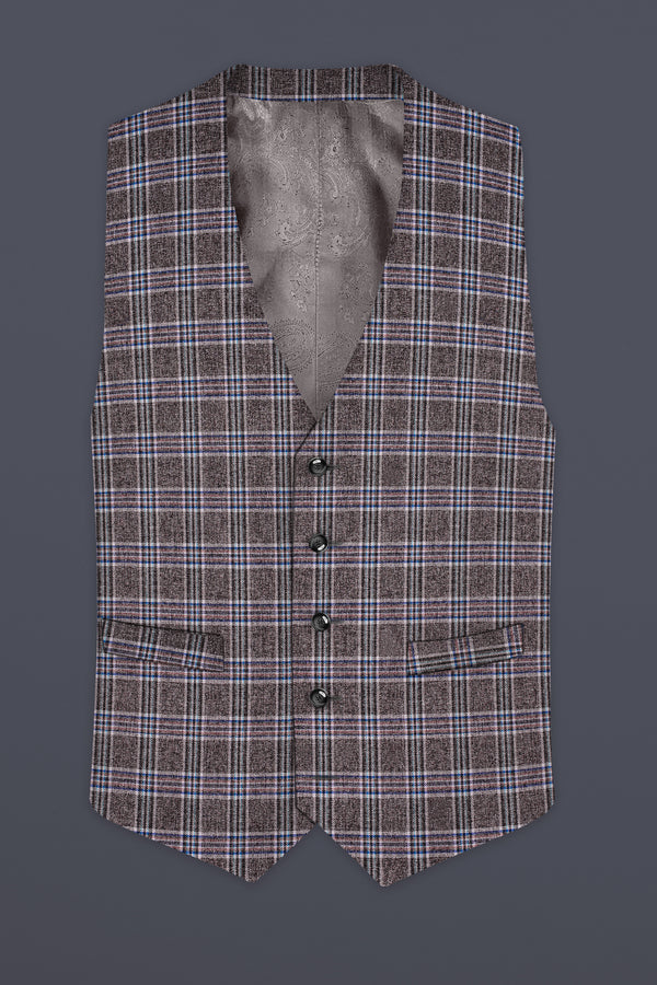 Ironside Grey and Cloud Burst Blue Plaid Wool Rich Waistcoat