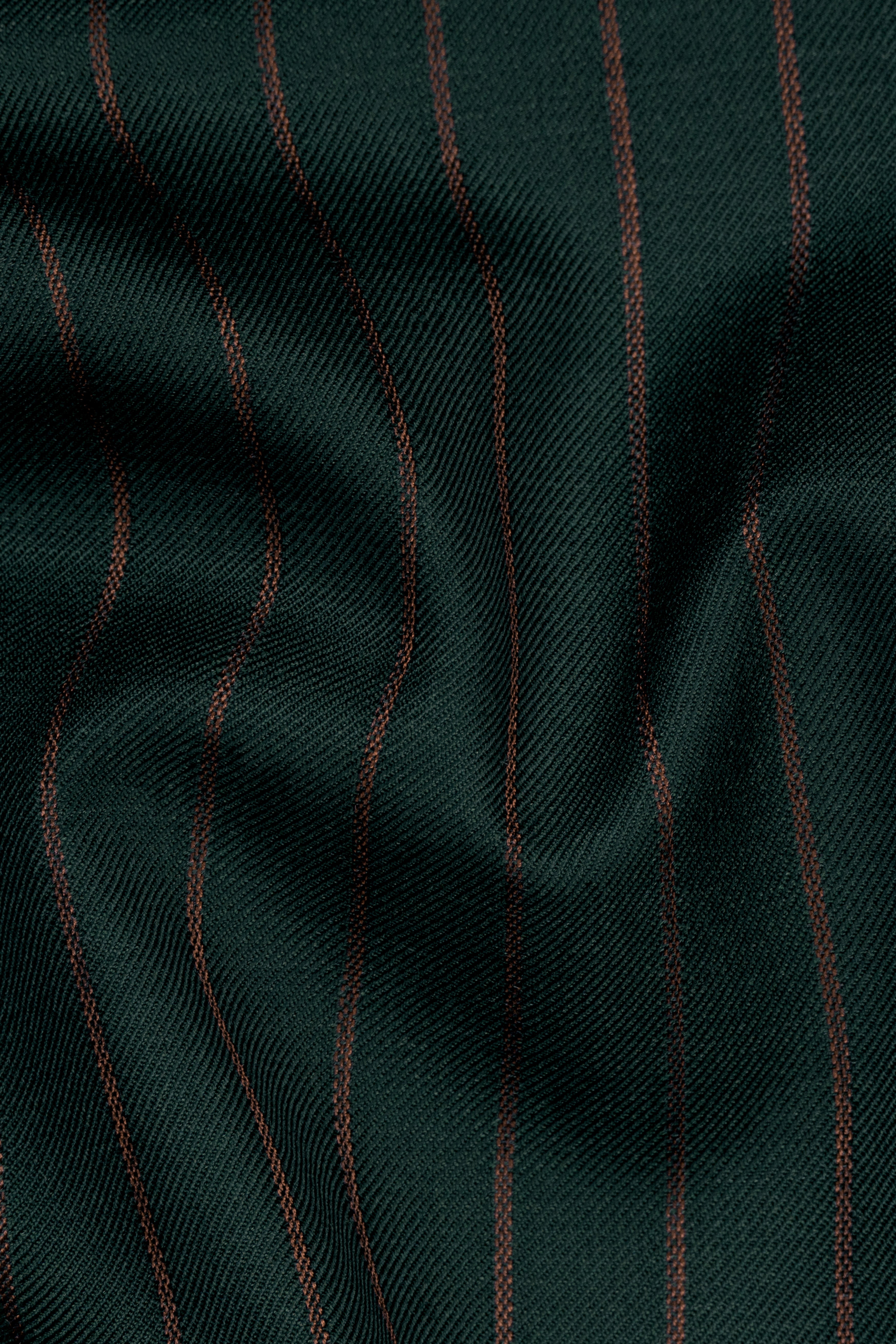 Swamp Green Striped Wool Blend Waistcoat