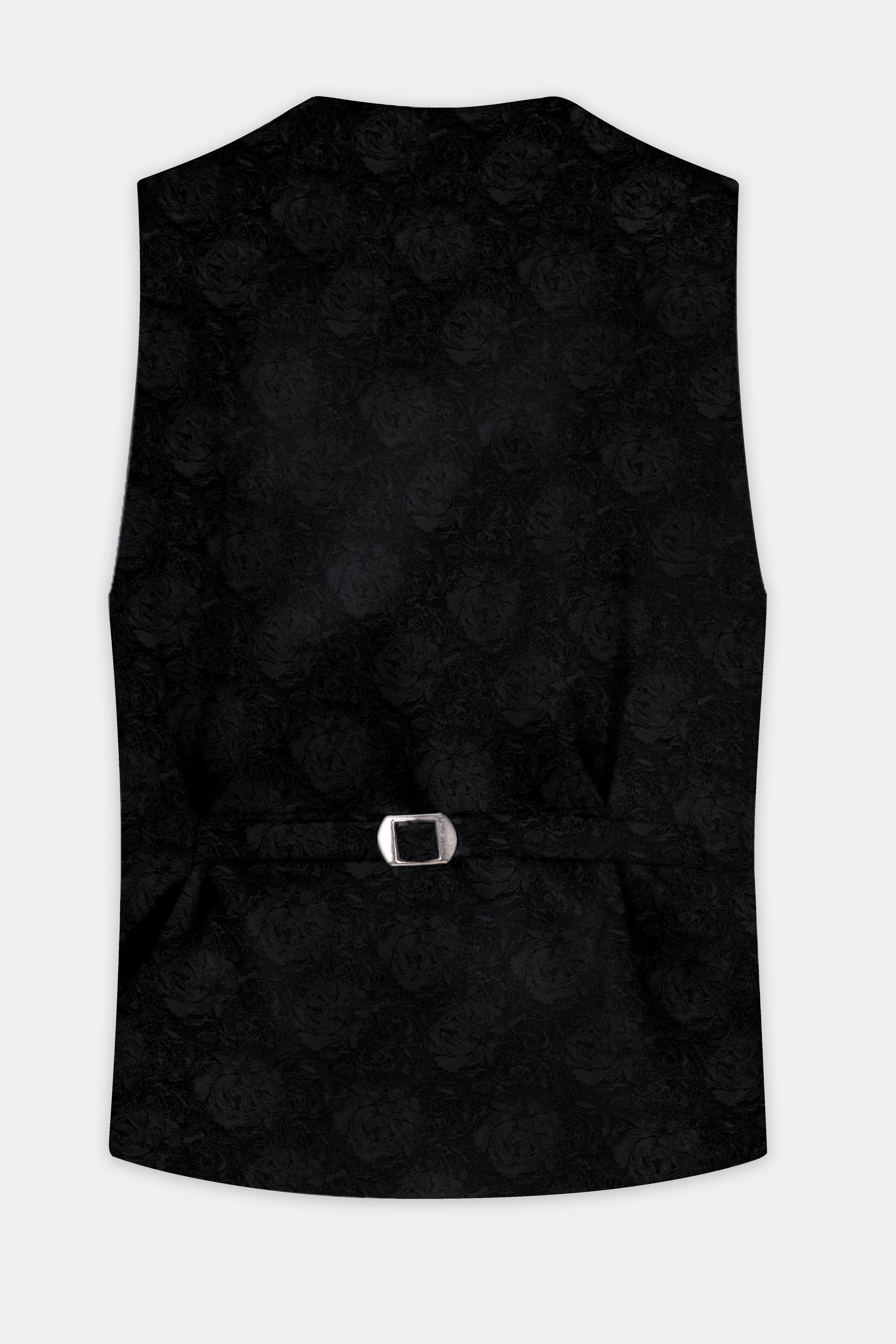 Jade Black Jacquard Textured Waistcoat